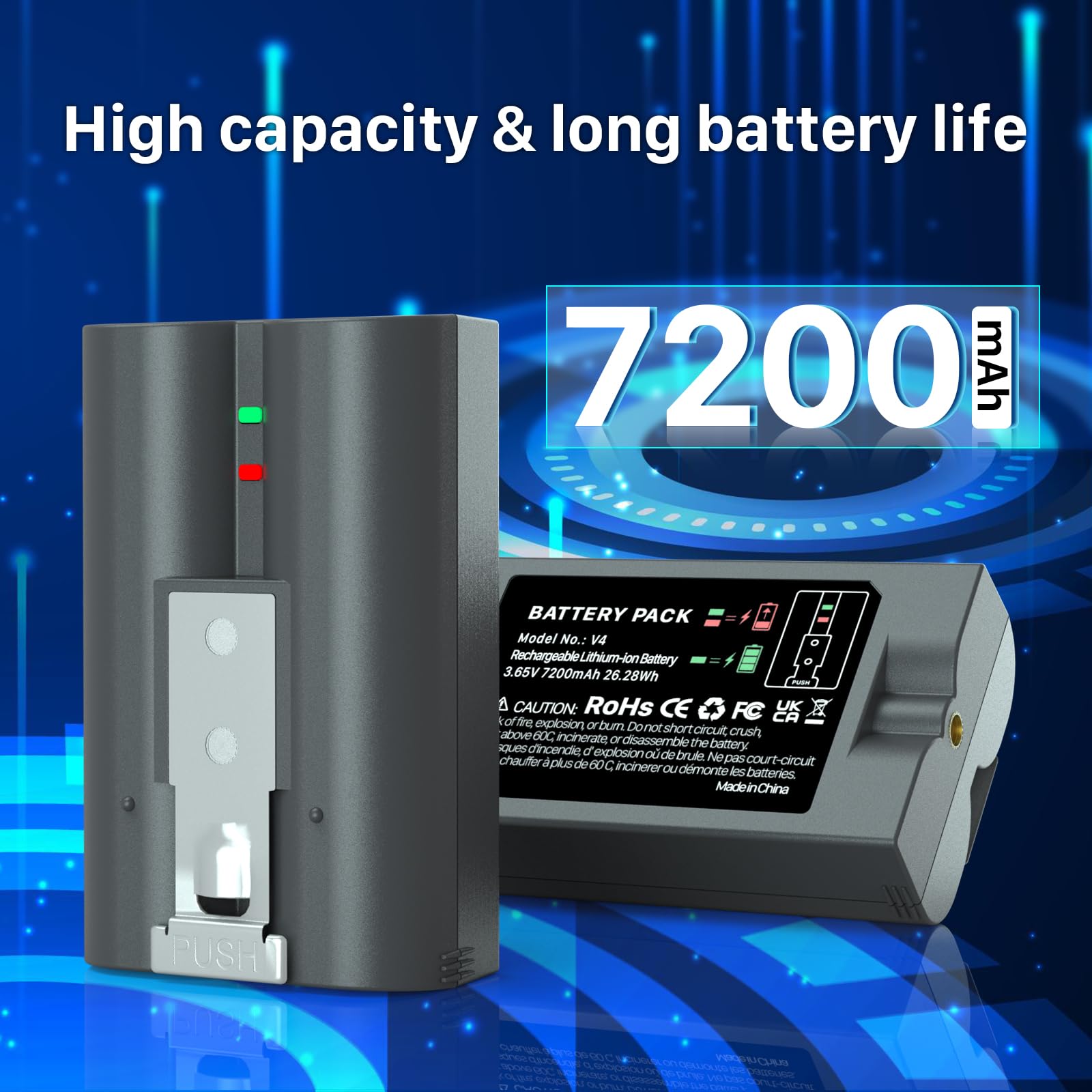 Replacement Battery For Ring, [2024 New Upgraded] 7200Mah High Capacity For Ring Video Doorbell 2/3/4, Video Doorbell 3 Plus, St