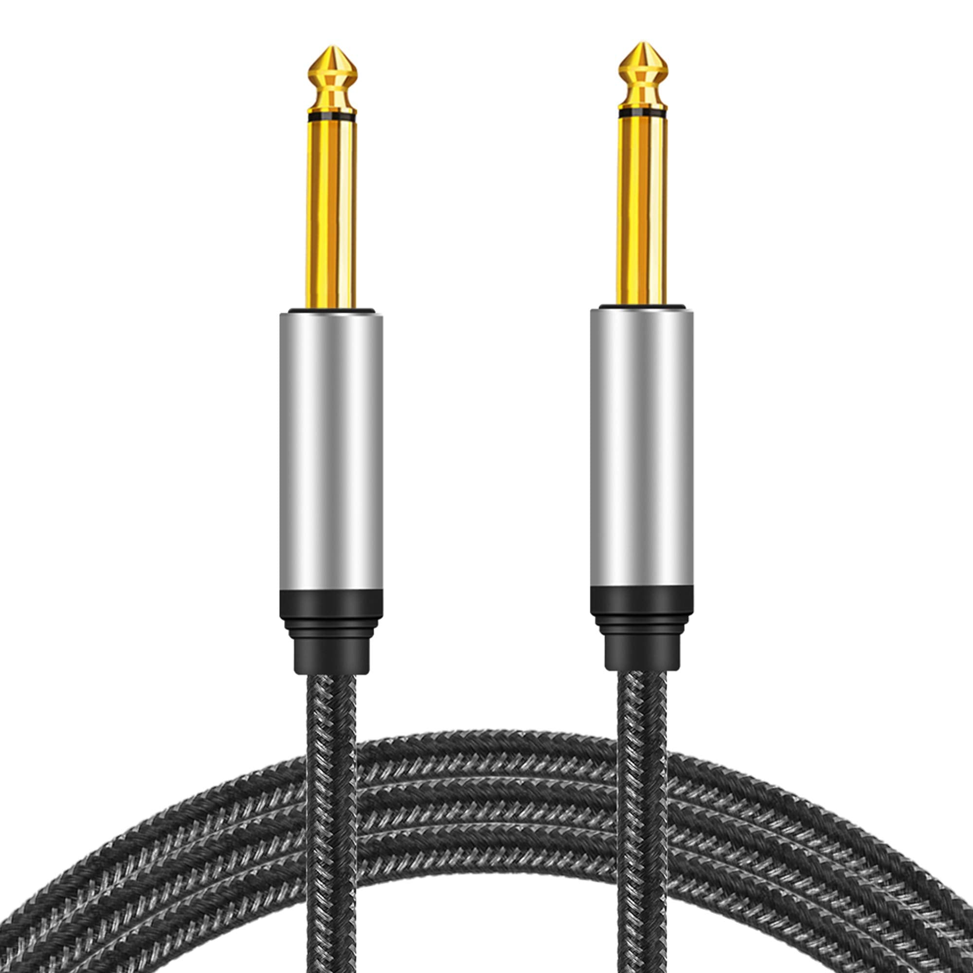6.35Mm Instrument Cable 40Ft,Silver Color Premium 6.35Mm Mono Jack 1/4'' Ts Cable Unbalanced Guitar Patch Cords/Instrument Cable