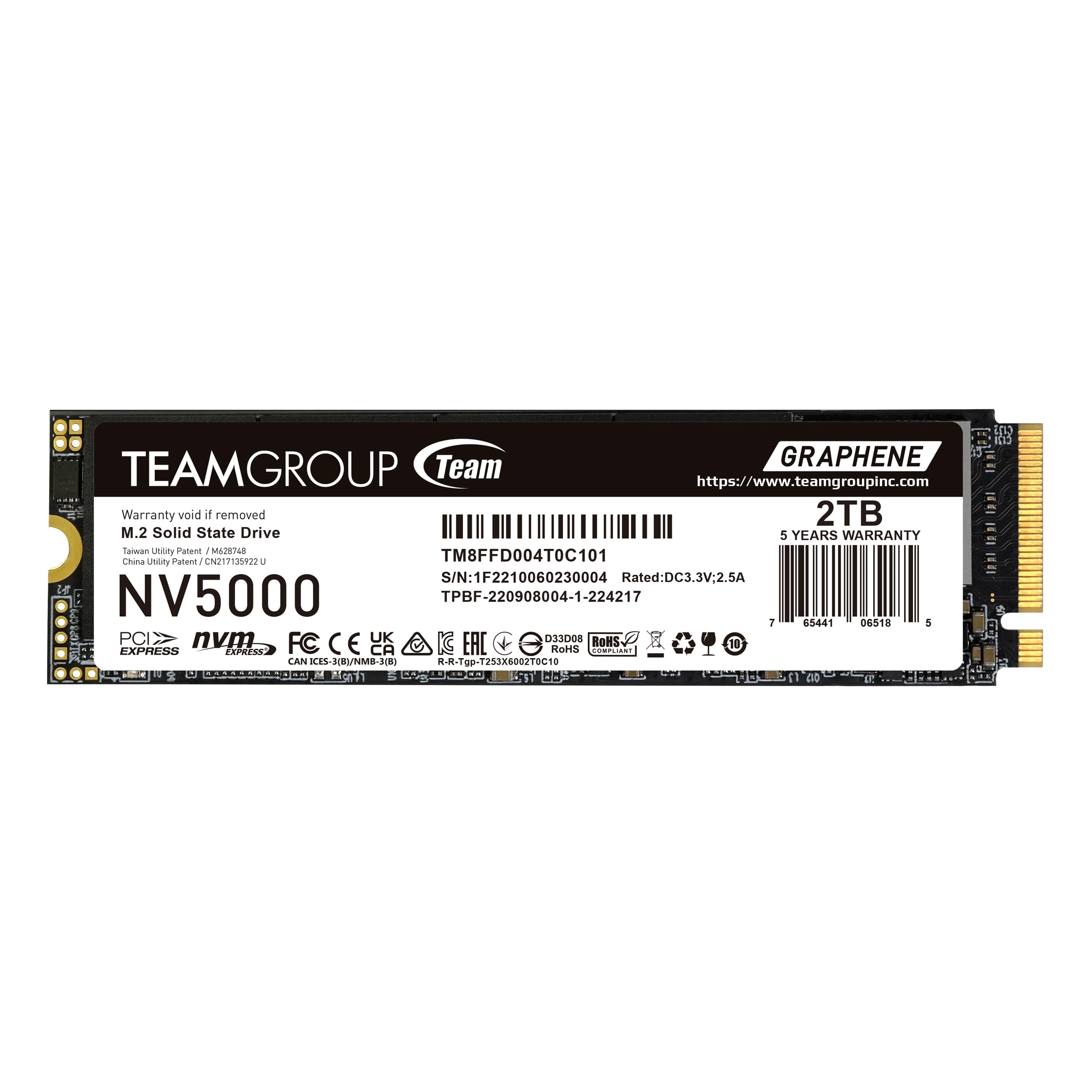 TEAMGROUP NV5000 2TB SLC Cache NVMe PCIe Gen4x4 M.2 2280 Laptop, Desktop SSD Read/Write Speed up to 5000 / 3000MB/s TM8FGM002T0C