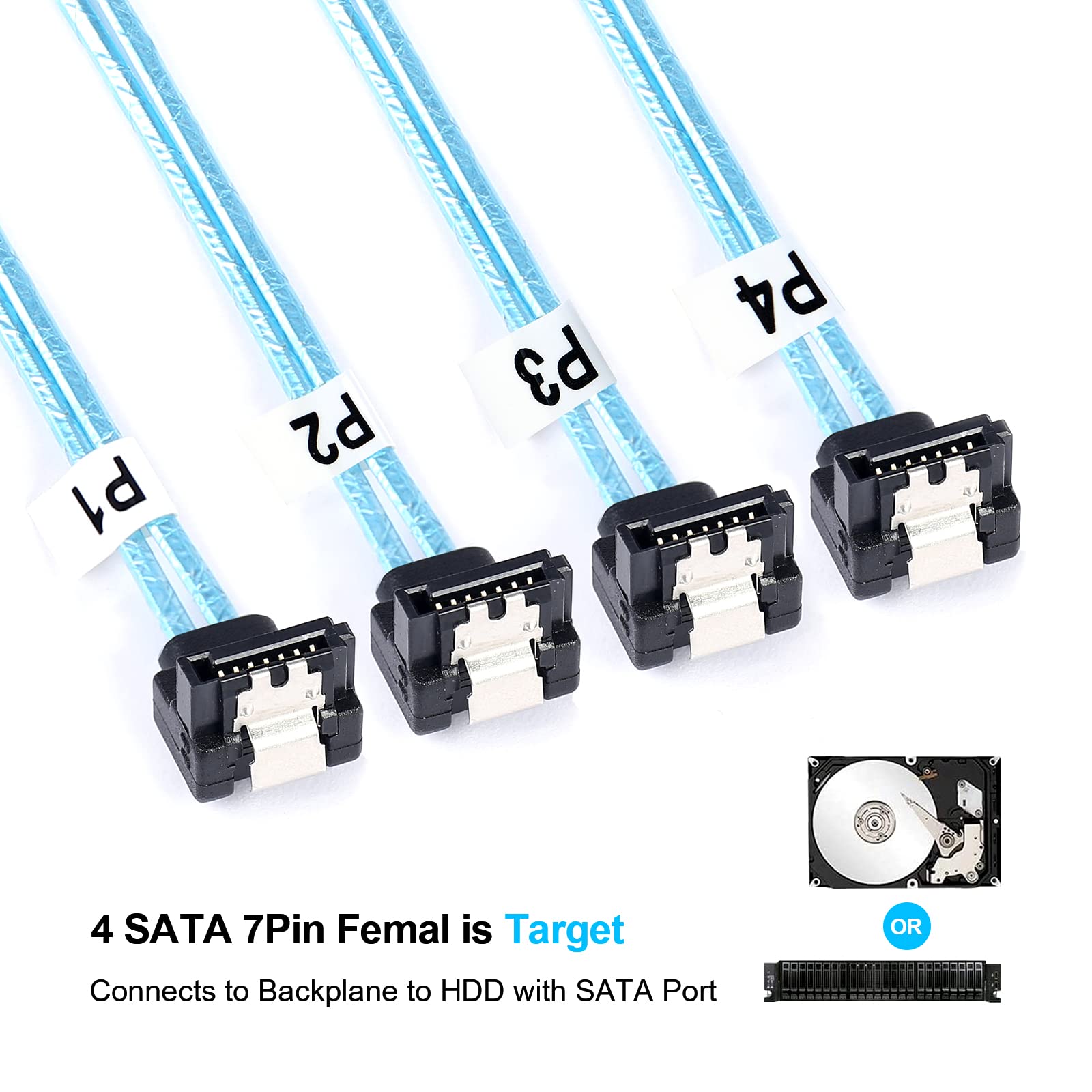 Adcaudx Mini Sas To Sata Cable: 1M Sff 8087 To Sata Mini Sas Breakout Cable Sff8087 To Sata Right Angle Mini Sas To 4 Sata Sas T