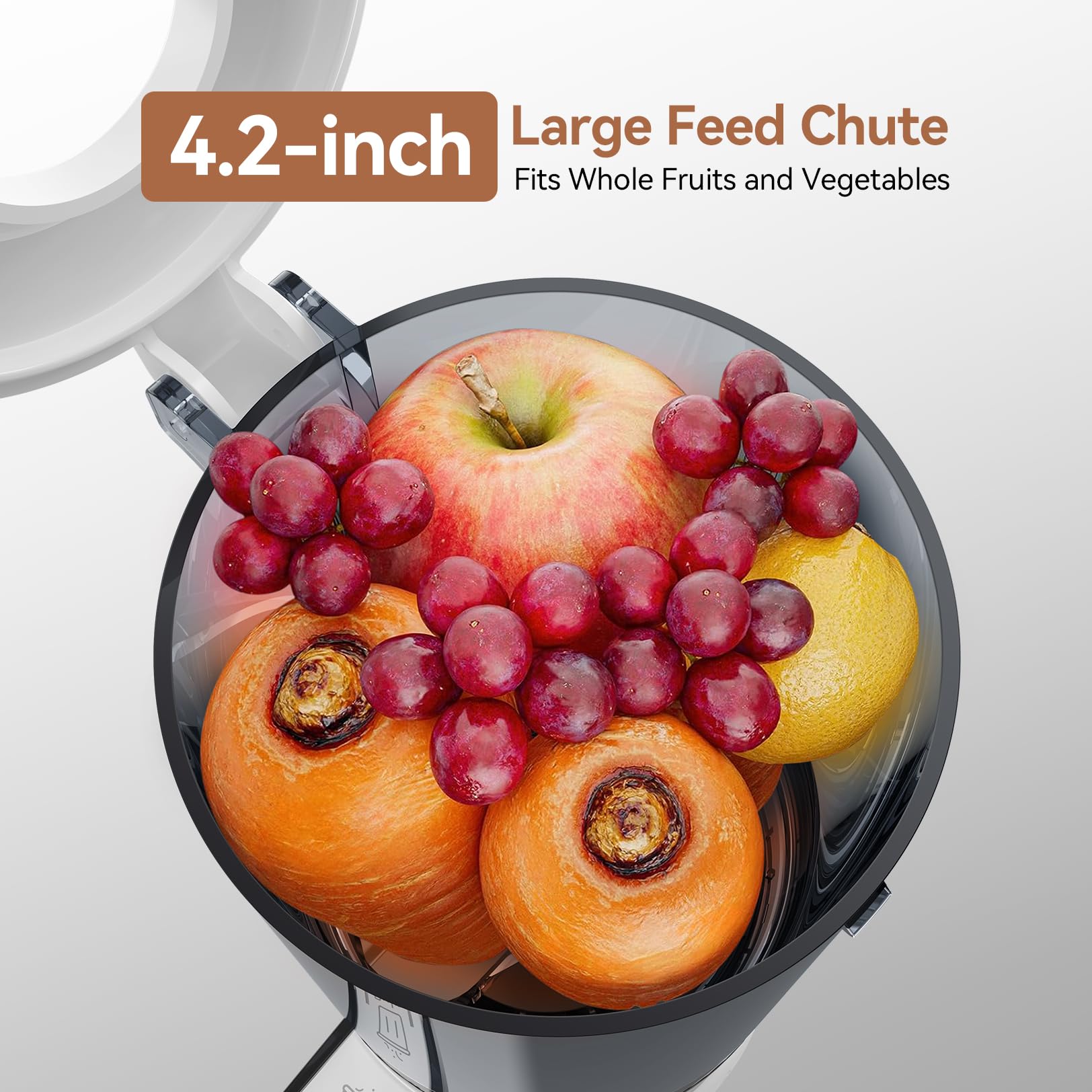 Kitchtree Slow Cold Press Juicer Attachment For Kitchenaid Stand Mixer, 4.2'' Large Feed Chute Fit Whole Vegetables & Fruits, Ma
