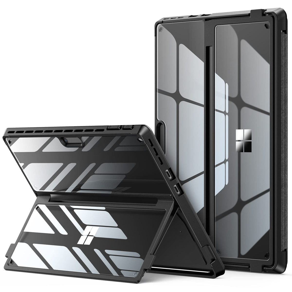 Infiland Surface Pro 11/10/9 Case, Crystal Clear Multi Angle Shockproof For Microsoft Surface Pro 11Th Edition Ai 2024, Work Wit