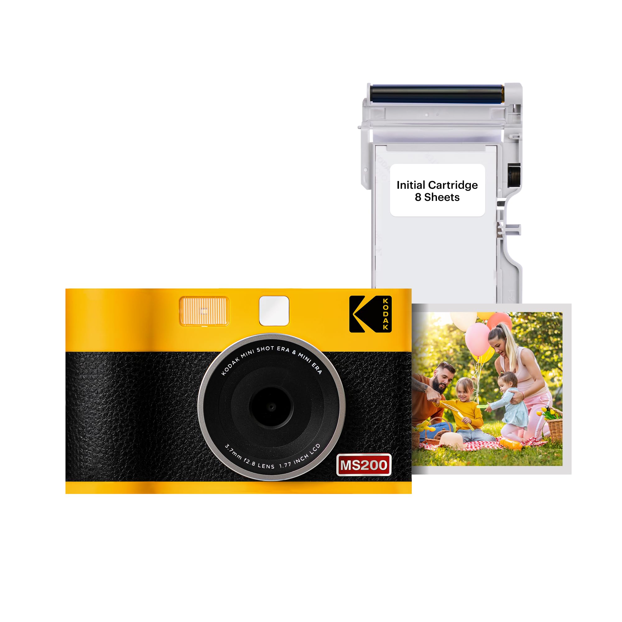 KODAK Mini Shot 2 ERA 4PASS 2-in-1 Instant Camera and Photo Printer (Yellow, Camera + 8 Sheets)