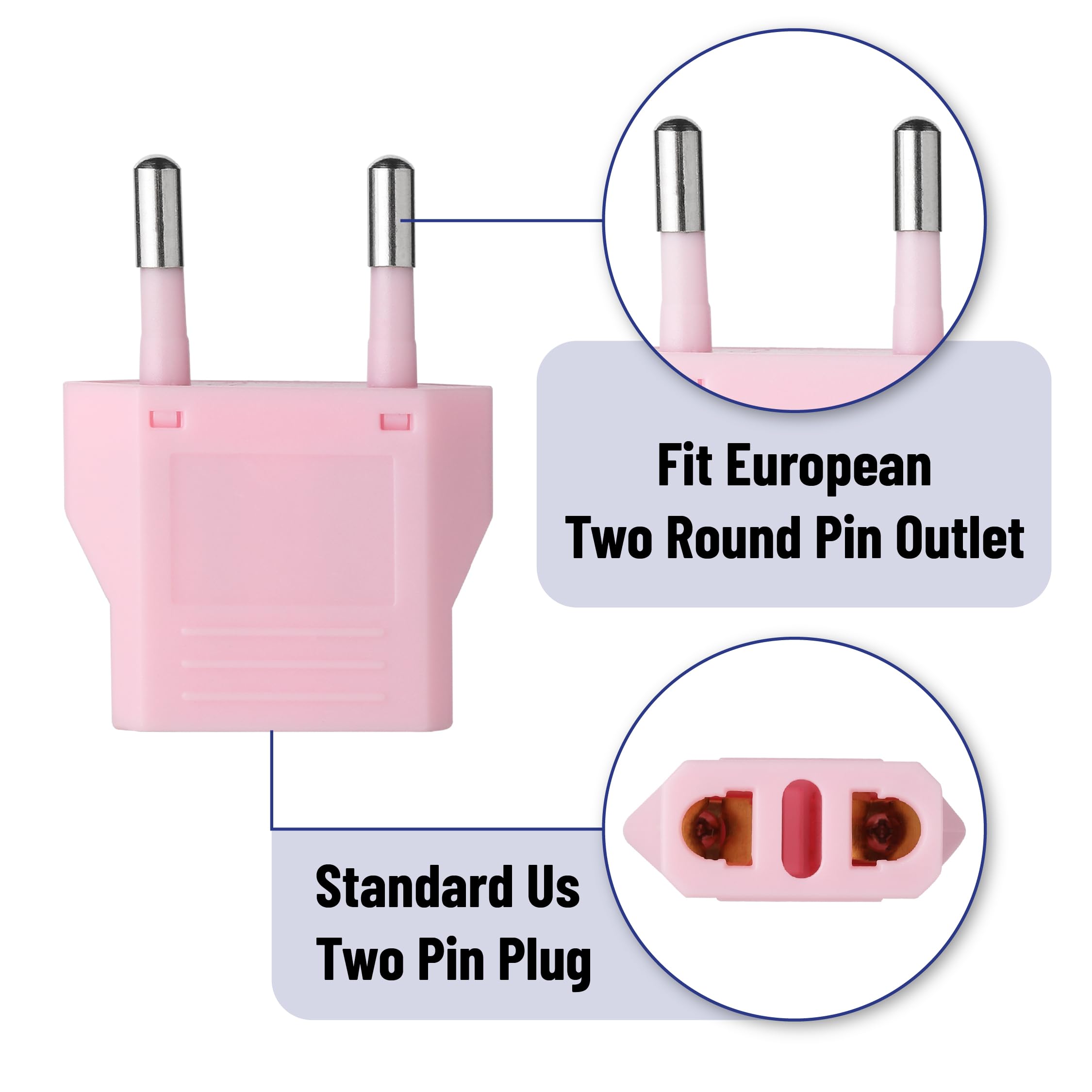 Bates  European Travel Plug Adapter, 3 Pack, Colorful, European Plug Adapter, Us To Europe Plug Adapter, Adapter For Europe Plug