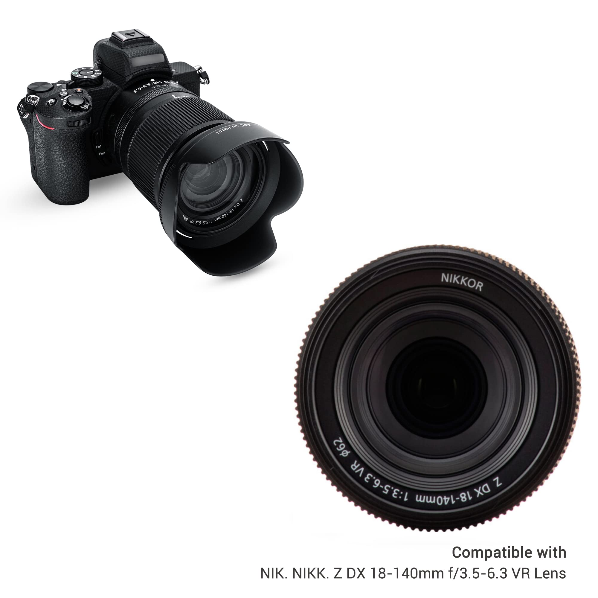 Dedicated Lens Hood Shade For Nikon Nikkor Z Dx 18 140Mm F/3.5 6.3 Vr Lens Replaces Nikon Hb 101 Lens Hood Compatible With 62Mm