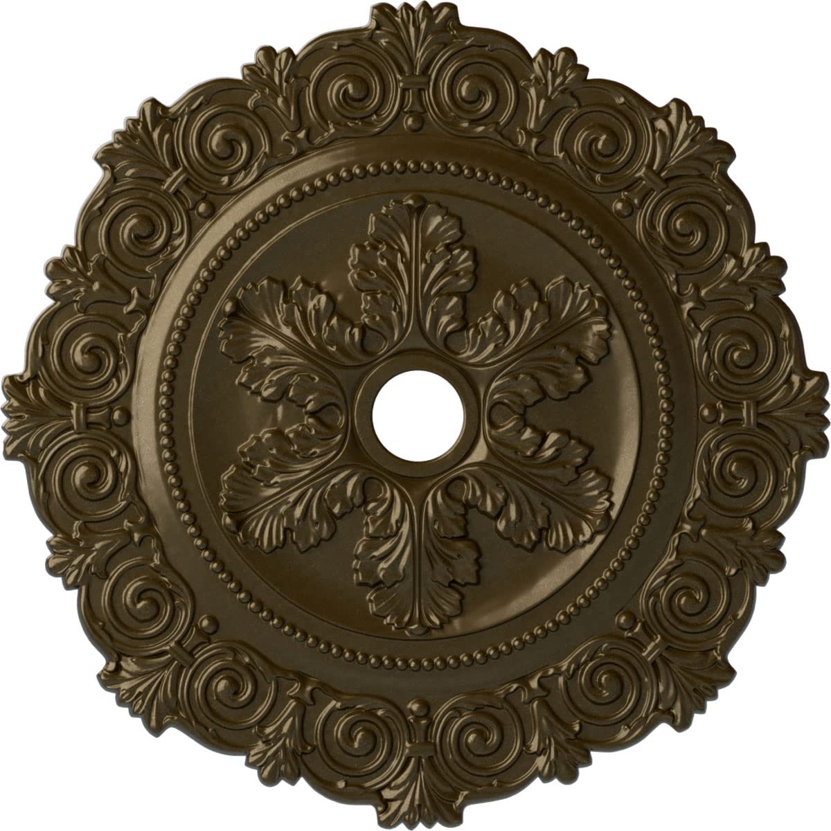 Ekena Millwork CM33SCBRS - 33 1/4OD x 3 5/8ID x 1P Scroll Medallion (Fits Canopies up to 3 5/8) - Ceiling Medallion, Brass