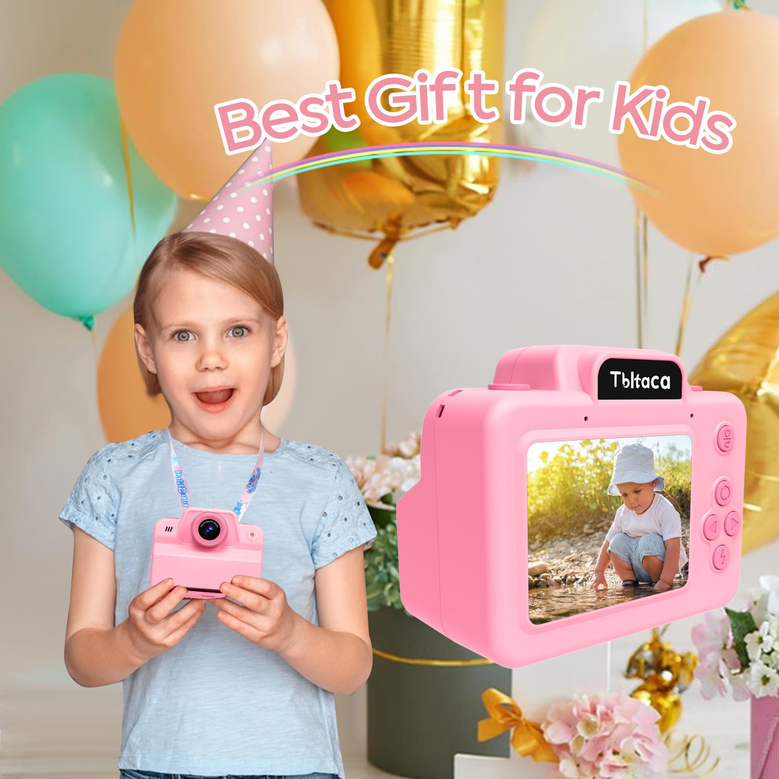 Kids Camera Instant Print Camera For Kids, Toddler Instant Camera For 3 4 5 6 7 8 9 10 Year Old Girls Christmas Birthday Gifts,