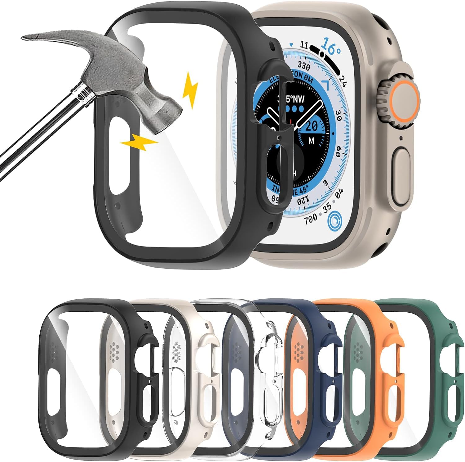 6 Pack Case With Tempered Glass Screen Protector For Apple Watch Ultra 2/Ultra 49Mm, Hasdon Ultra Thin Scratch Resistant Full Pr