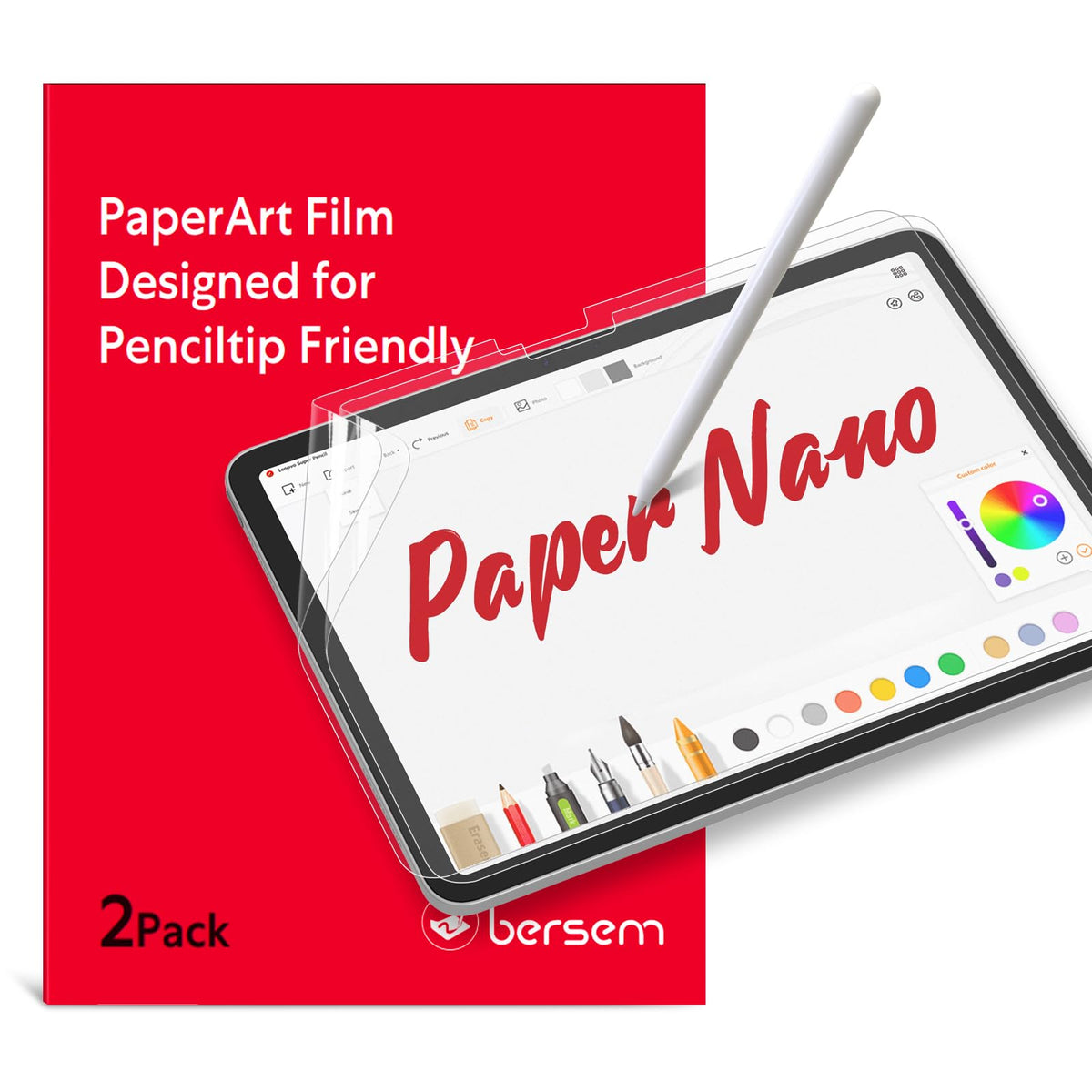 Bersem 2 Pack Paper Nano Screen Protector For Ipad Air 11 Inch 2024 (M2) / Ipad 10Th Generation 2022 / Ipad Pro 11 2024 (M4), Ma
