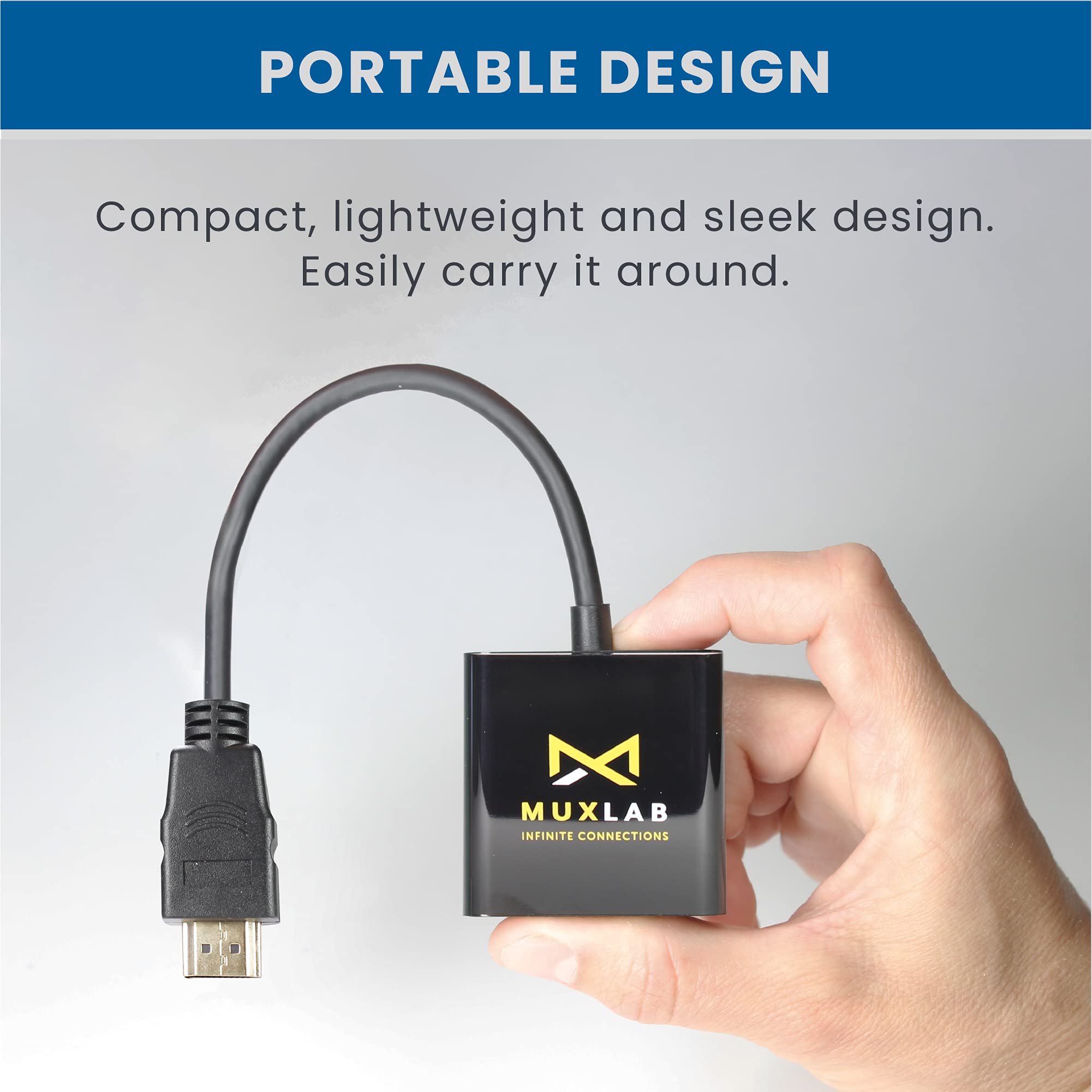 Muxlab Hdmi To Vga Adapter | Male To Female | 1080P Full Hd (1920X1200) | Hdmi 1.3 | Dvi 1.0 | For Pc, Laptop, Media Player, Pro