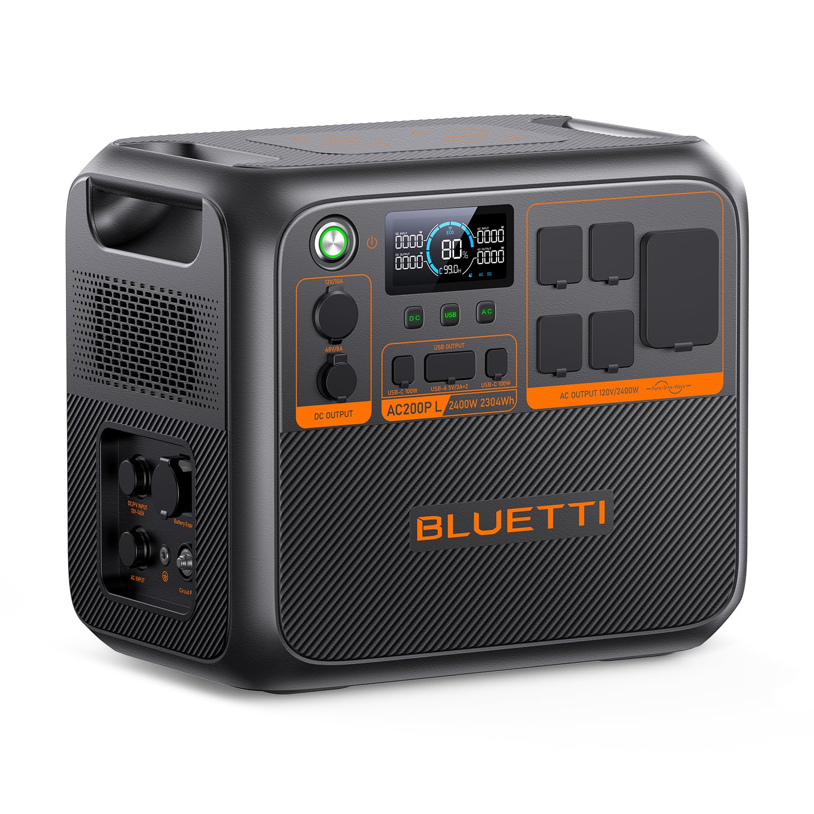 BLUETTI AC200PL Portable Power Station, 2304Wh Solar Generator, Expandable to 8448Wh w/ 4 2400W AC Outlets (3600W Power Lifting)