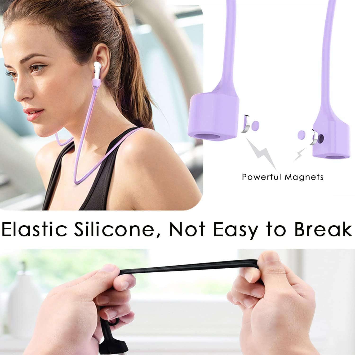 1 Pack Ultra Strong Magnetic Anti Lost Straps For Airpods, Soft Silicone Sports Lanyard Neck Rope Cord Compatible With Airpods 4