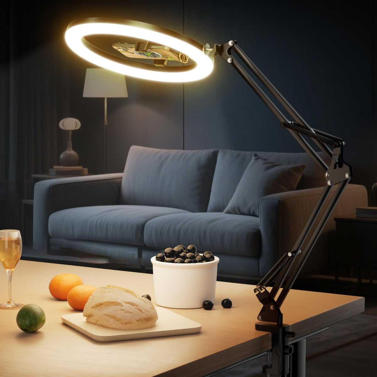 Ubeesize 12 Ring Light With Overhead Phone Mount, Led Selfie Light With Stand And Phone Holder For Iphone And Laptop, Desk Light