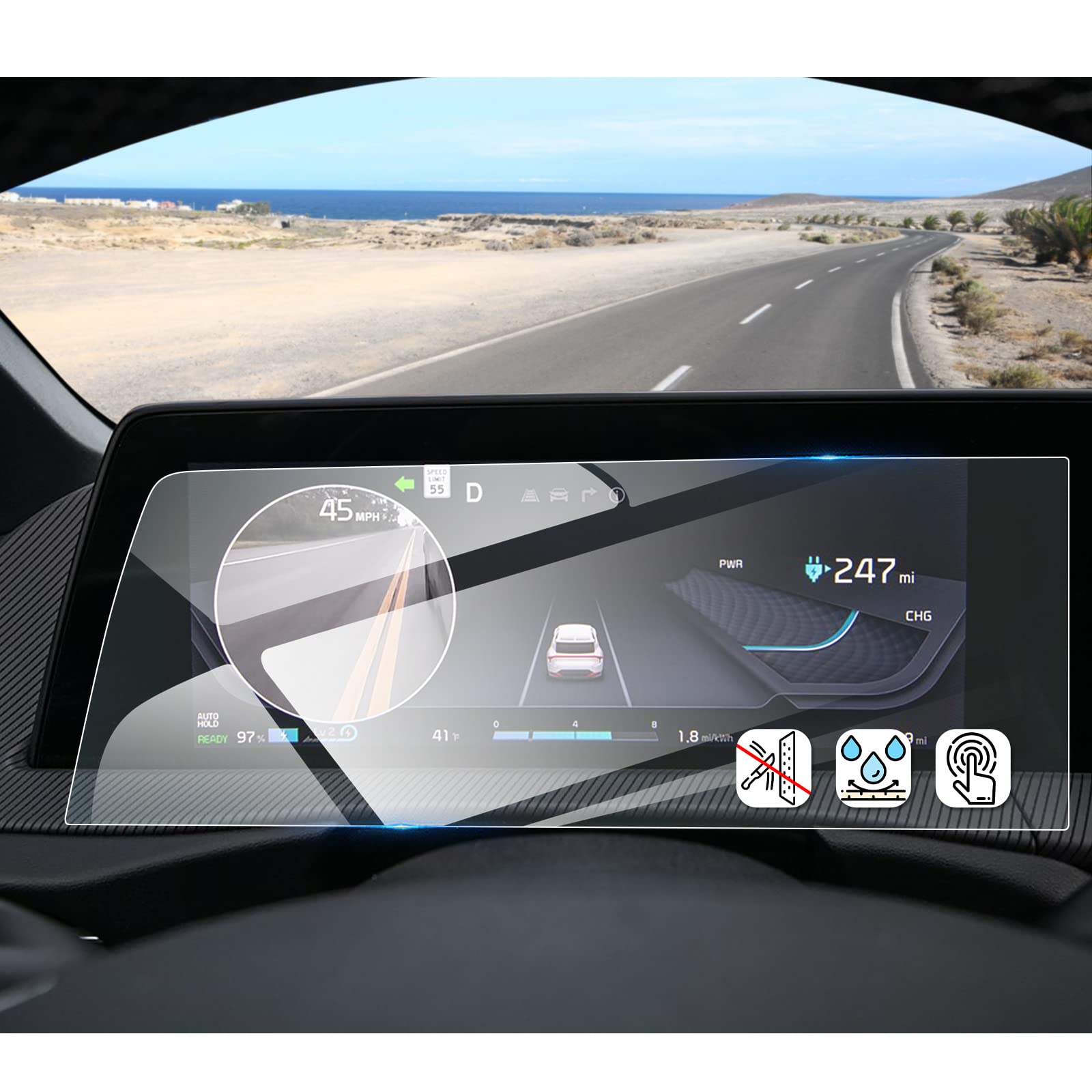 Coleya 2022 2023 2024 Ev6 Dashboard Screen Protector For Kia Ev6 12.3 Inch Dashboard Display (Light/Wind/Gt Line/Gt/First Editio