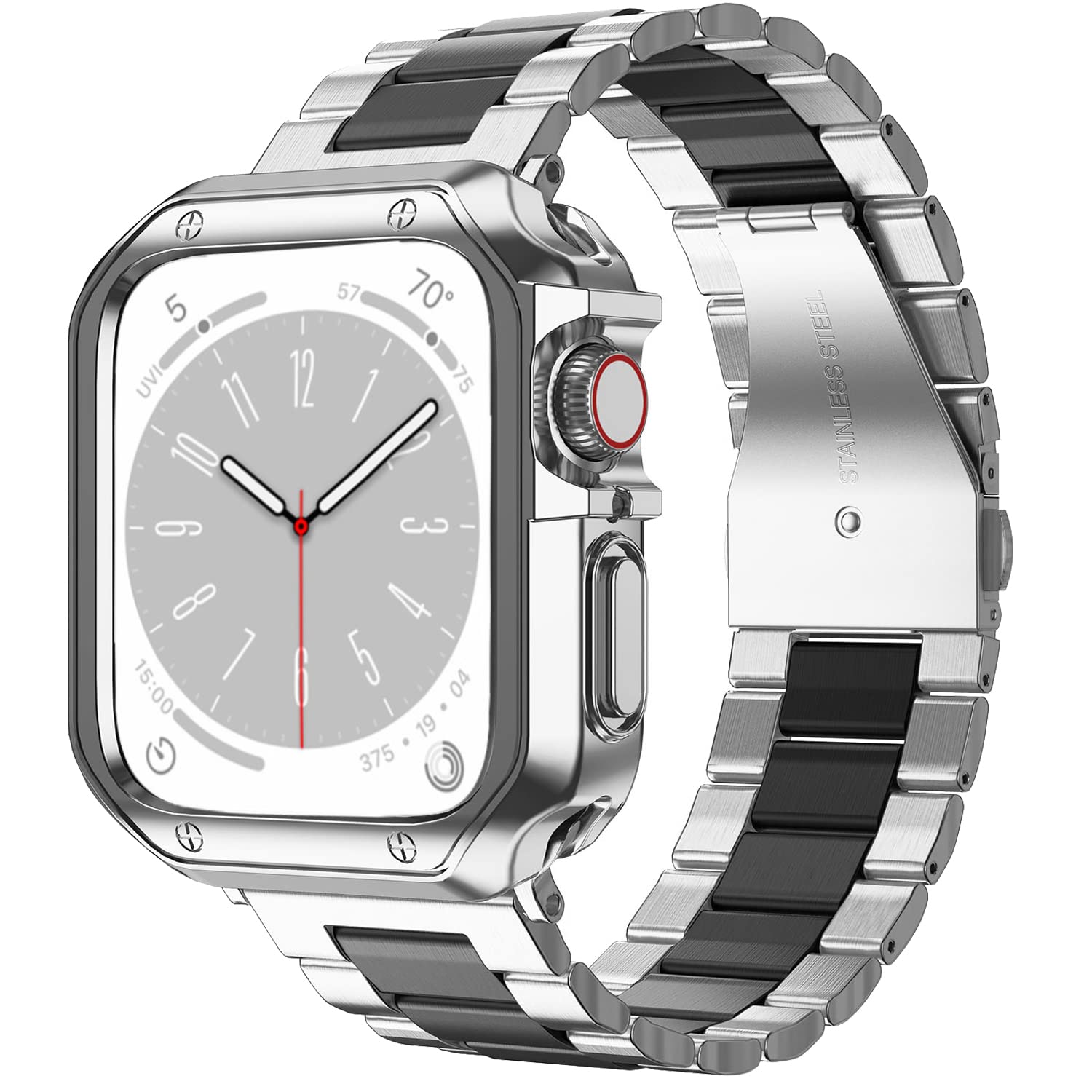 Itecfree For Apple Watch Metal Band With Case 41Mm,Stainless Steel Bands Metal Chain Bracelet Wrist Strap And Tpu Soft Case For