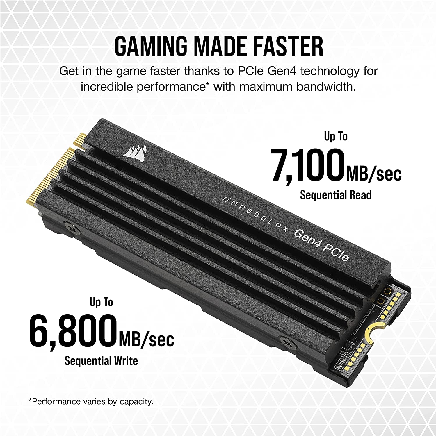 Corsair Mp600 Pro Lpx 2Tb M.2 Nvme Pcie X4 Gen4 Ssd - Optimised For Ps5 (Up To 7,100Mb/Sec Sequential Read & 6,800Mb/Sec Sequent