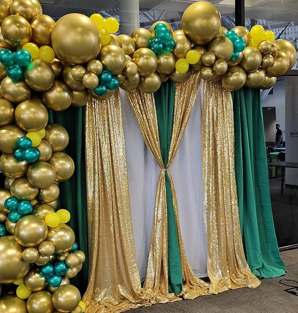 Tcbesto Gold Sequin Backdrop Curtains Glitter Drapes 2Ftx8Ft 4 Panels For Wedding Birthday Party Decorations Bridal Baby Shower