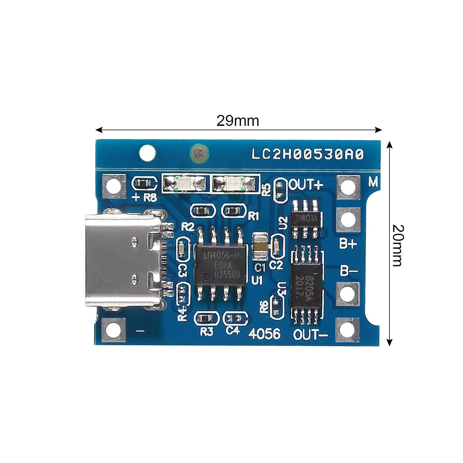 15Pcs 5V 1A Tp4056 Charging Module Type C Usb 18650 Lithium Battery Charger Board With Protection (Type C Usb)