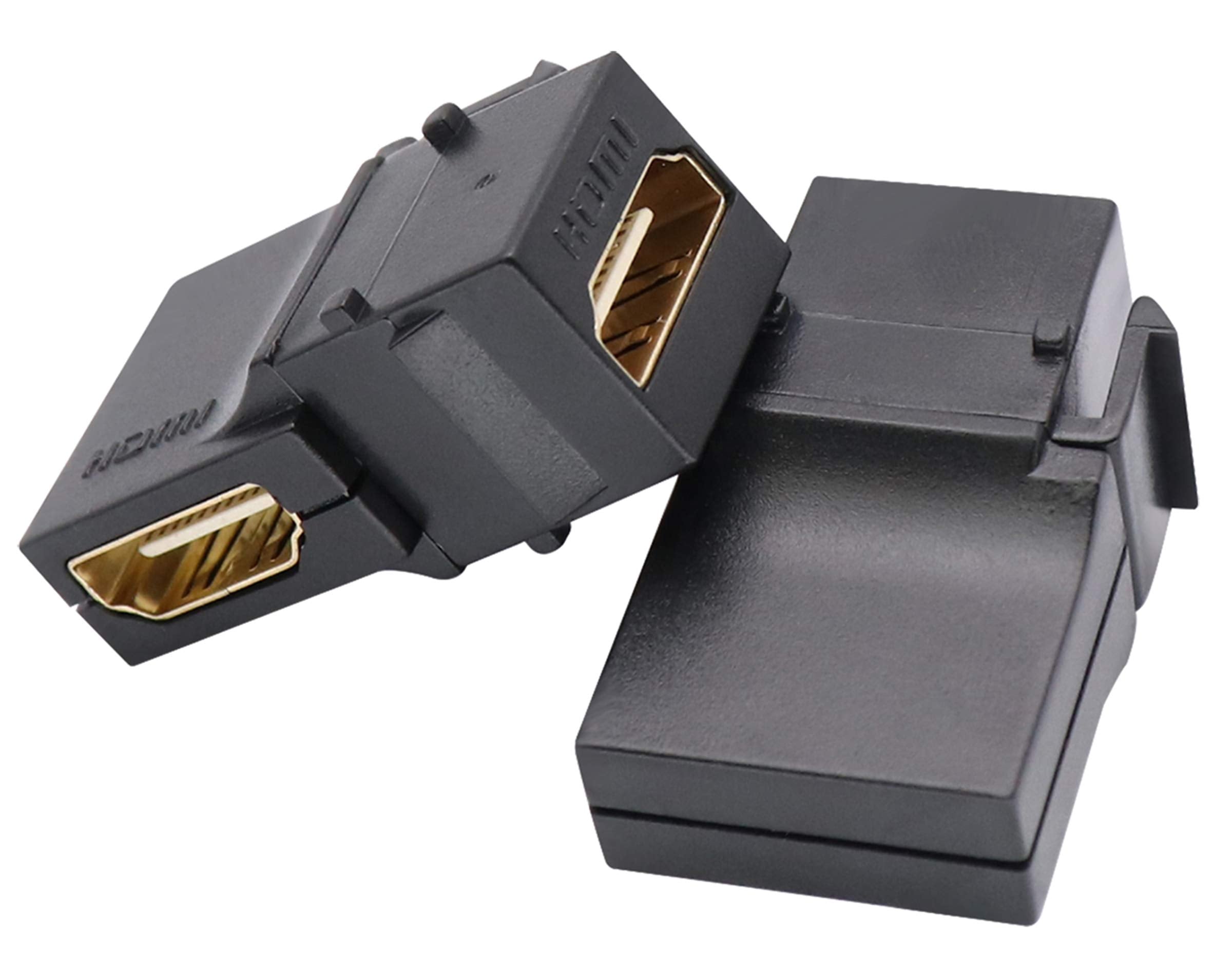 Aaotokk 90 Degree Hdmi Keystone Coupler, Gold Plated Right Angle Hdmi Keystone Jack Insert Female To Female 3D 4K Coupler Adapte