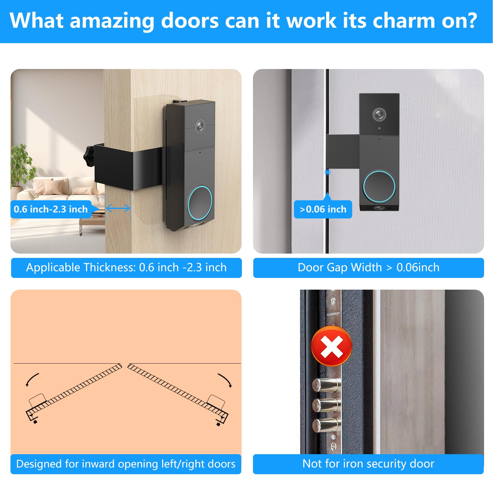 Anti Theft Doorbell Mount For Wyze Duo Cam Doorbell Only, No Drill Wyze Doorbell Camera Mount, Not Blocking Doorbell Sensor, Met