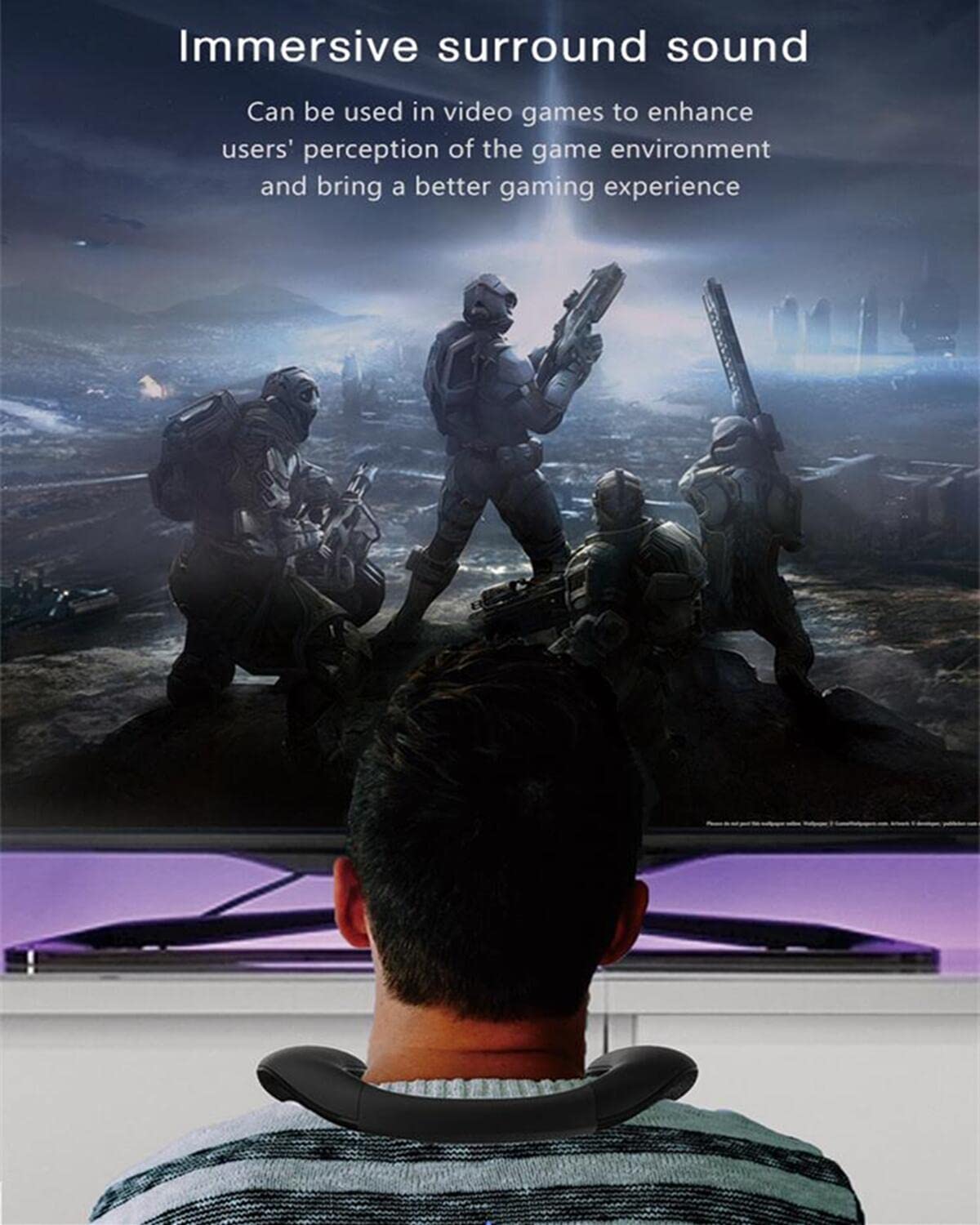 Vanpeuso Neckband Speakers   Built In Mic, 12H Playtime, Type C Quick Charging, Wireless Wearable Neck Speaker 3D Stereo Sound F