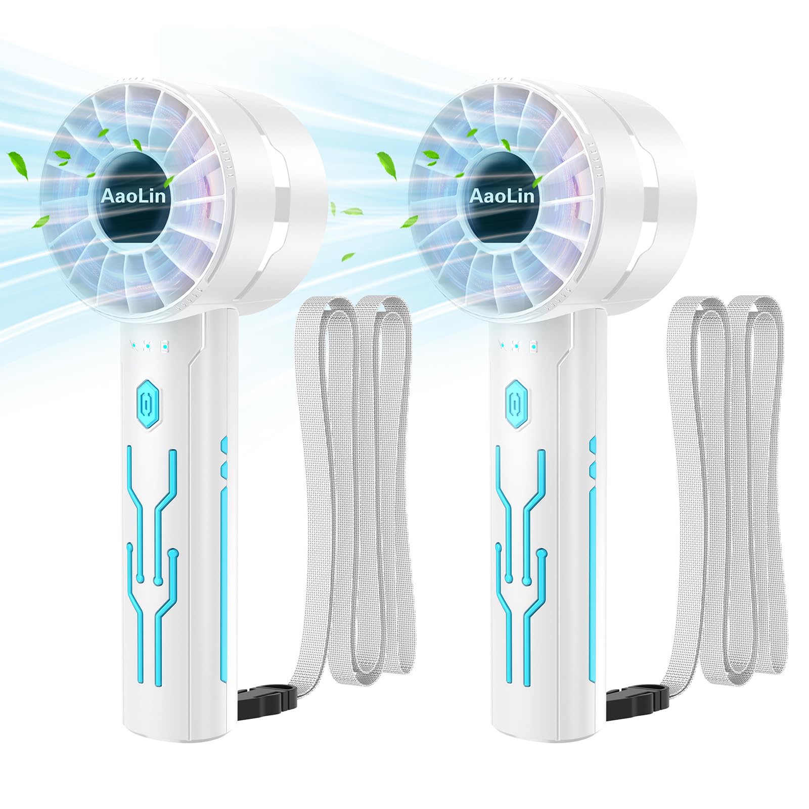 2Pcs Portable Handheld Fan Personal Fan Portable Neck Fan Small Rechargeable Fan Usb Mini Small Fan High Speed Motor Lasts 4 16