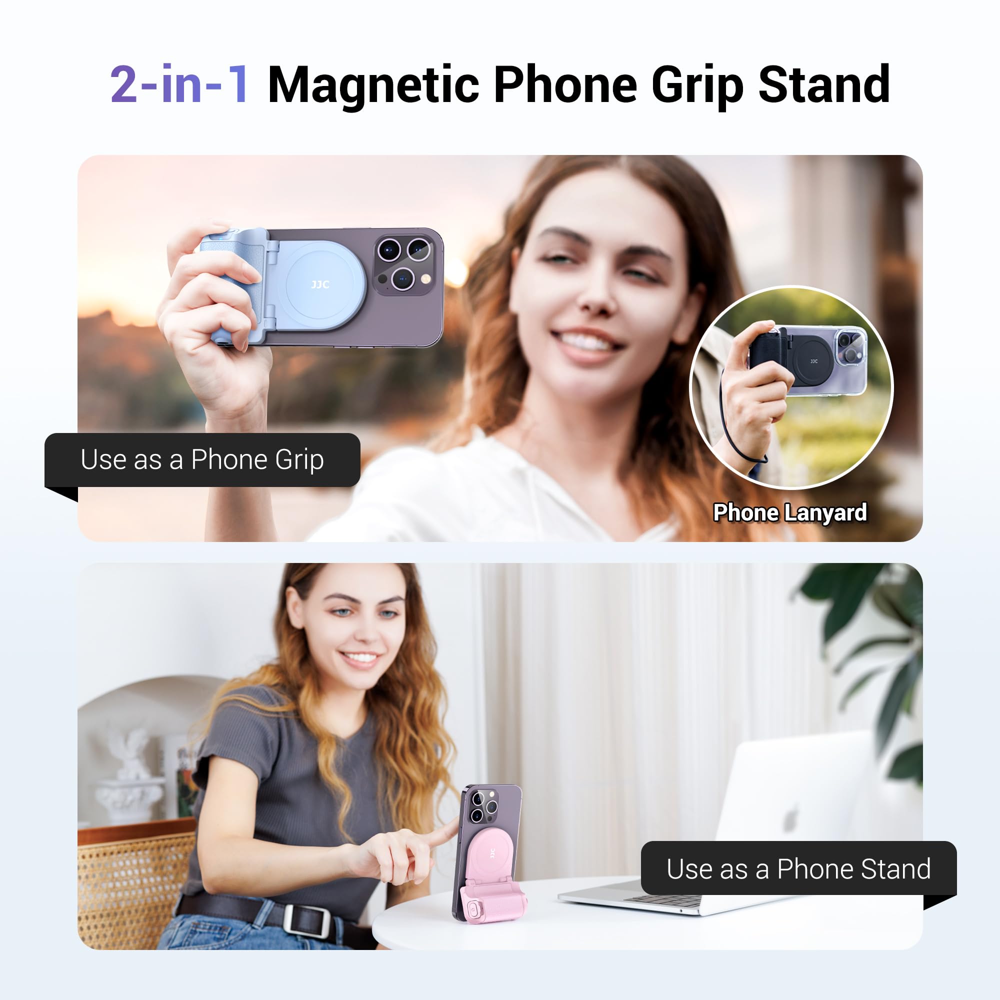 Magnetic Smartphone Shooting Holder Phone Hand Grip Handle Snap On Phone Stand With Tripod Mount & Wireless Shutter Remote For I