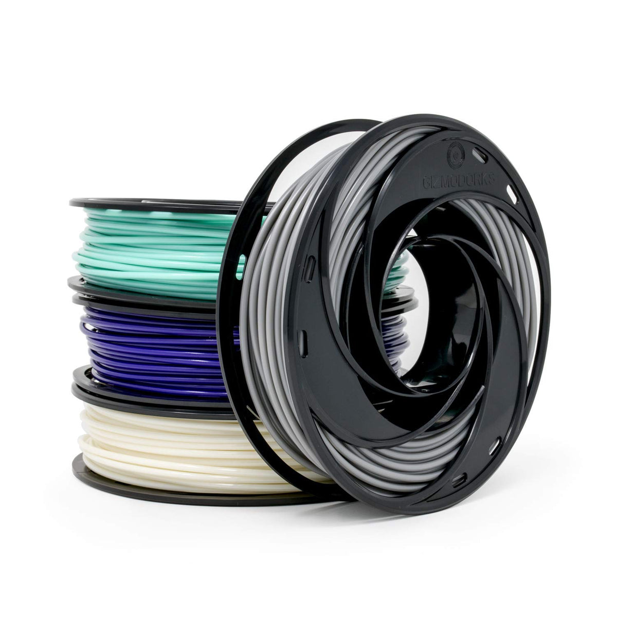 Gizmo Dorks Low Odor Abs 3D Printer Filament 3Mm (2.85Mm) 200G Sample Pack   White, Teal, Purple, Grey