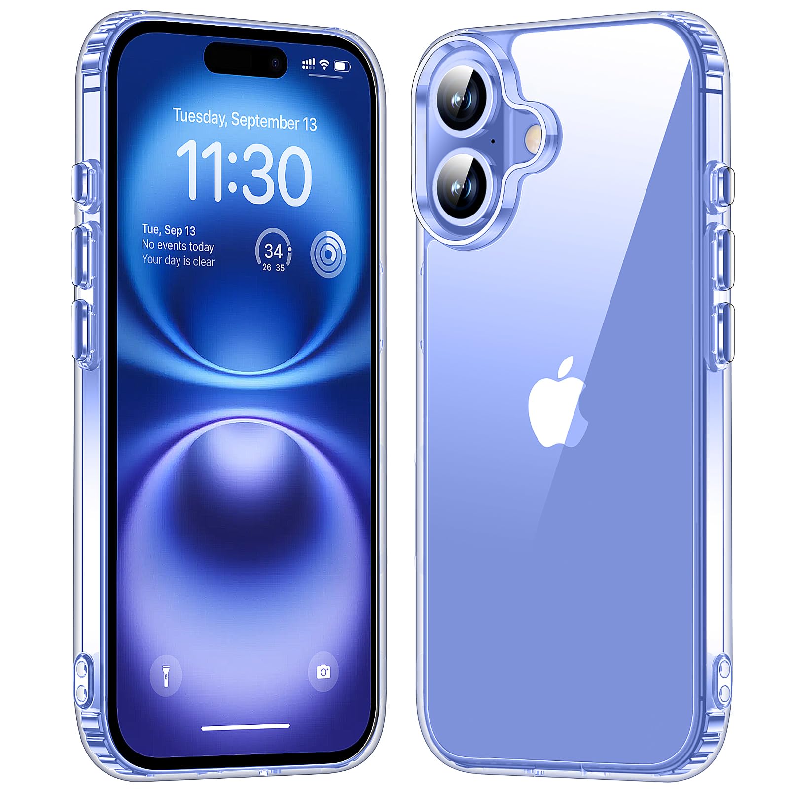 Mozoter For Iphone 16 Plus Case Clear,[Anti Yellowing] [Non Slip] Shockproof Bumper Phone Cover,Slim Thin Cute Case For Iphone 1