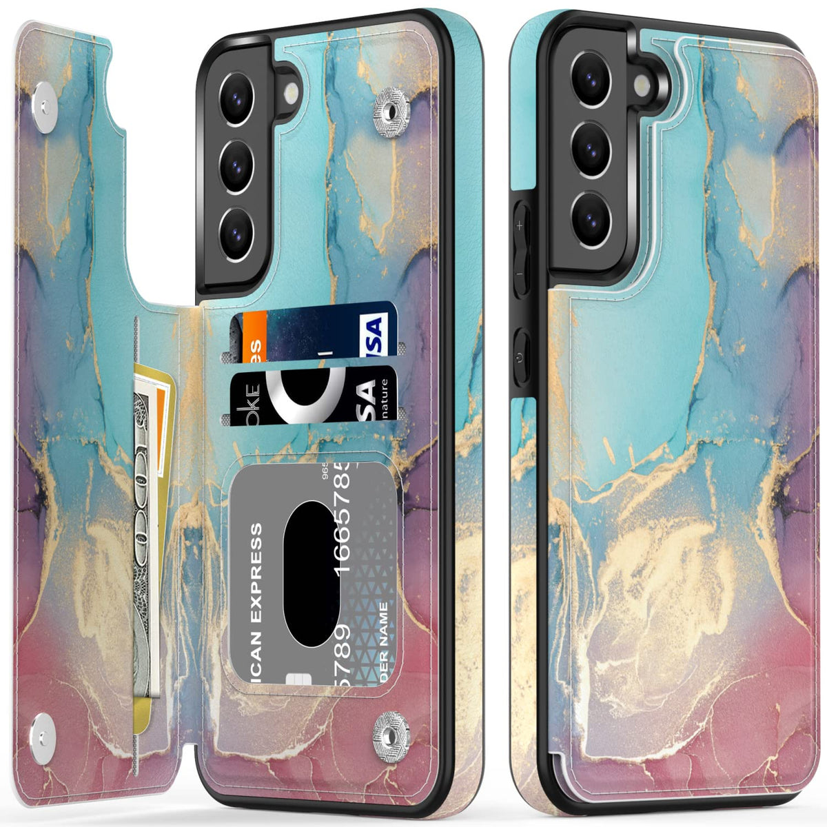 Leto Galaxy S21 Fe Case,Luxury Flip Folio Leather Wallet Case Cover With Fashion Designs For Girls Women,Card Slots,Protective P