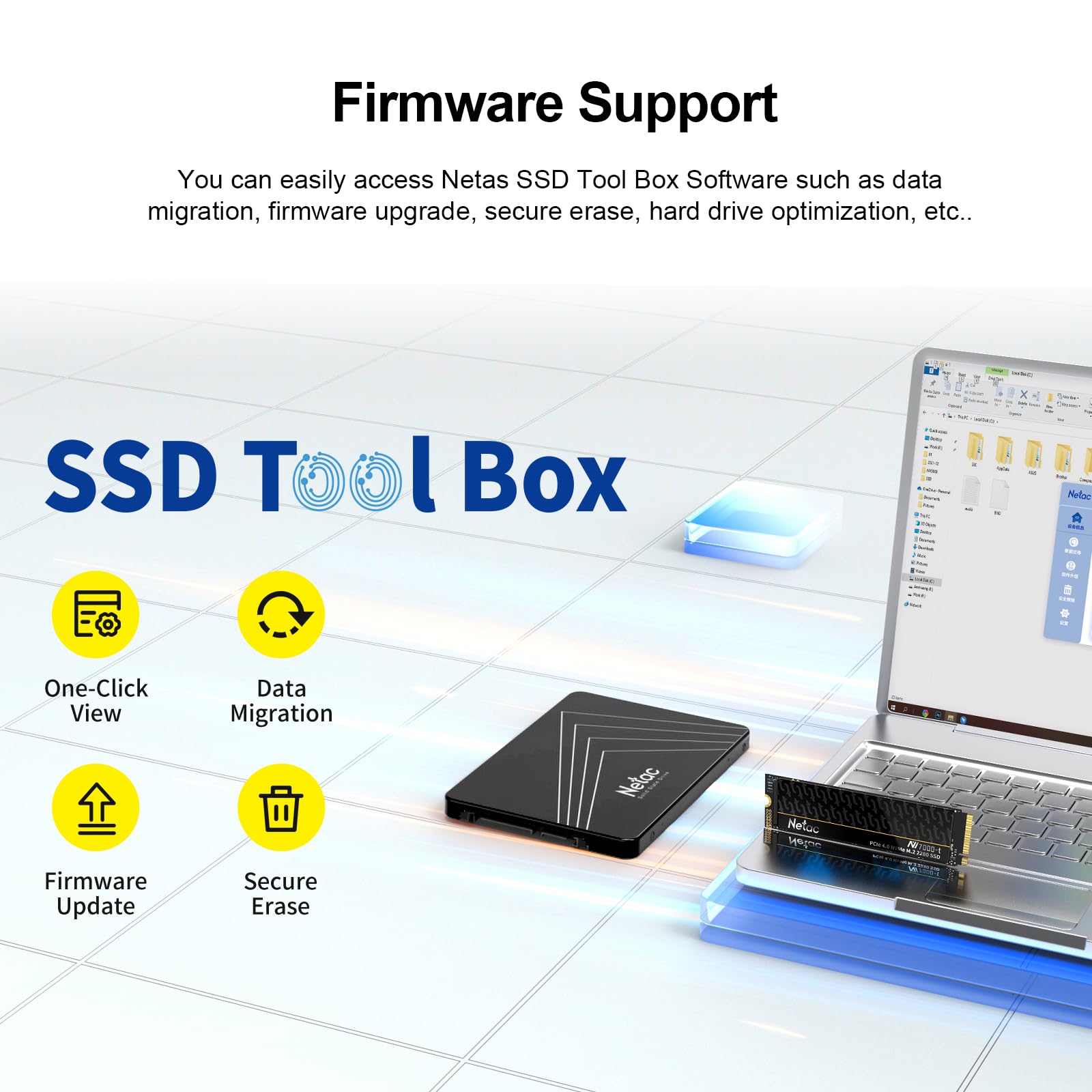 Netac 2Tb Pcie Gen4X4 M.2 Ssd Up To 7,300 Mb/S Nvme Internal Ssd With Aluminum Heatspreader High Performance Storage For Desktop And Laptop Pcs Works With Ps5, Nv7000 T
