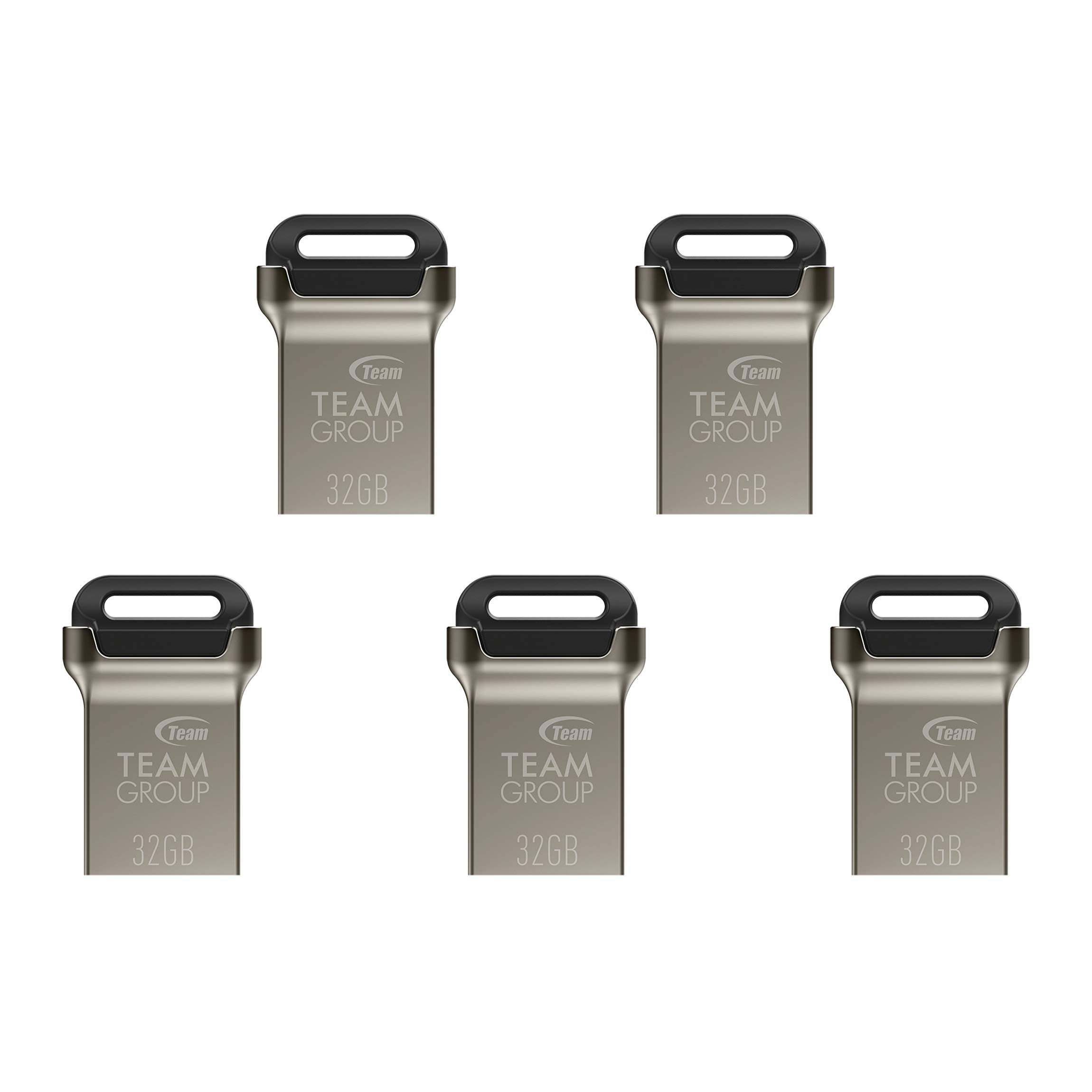 Teamgroup C162 32Gb 5 Pack Usb 3.2 Gen 1 Usb 3.1/3.0 Mini Fits Metal Read 100Mb/S Flash Thumb Drive External Data Storage Memory Stick Compatible With Computer/Laptop Black Tc162332Gb21