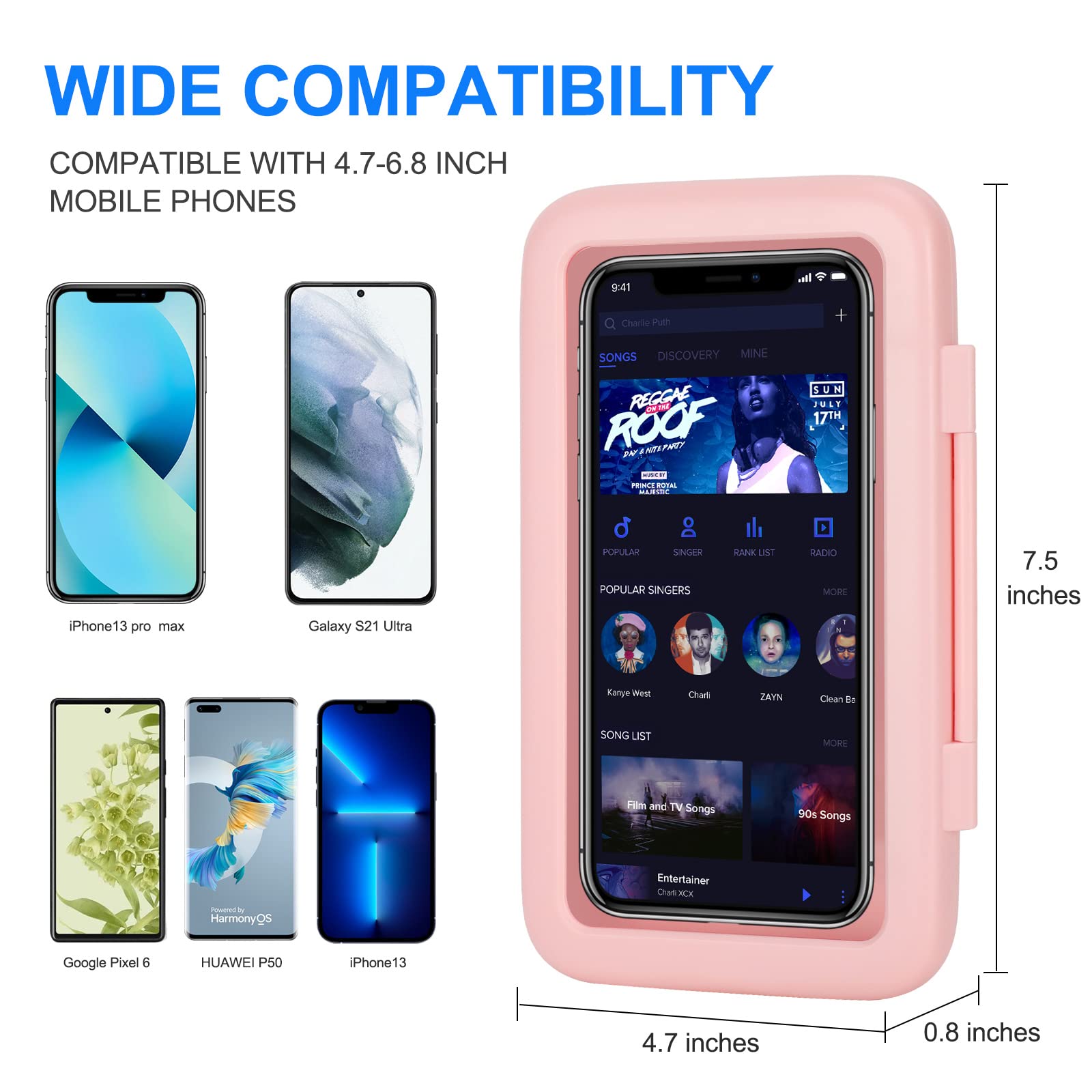 Kunsluck Shower Phone Holder Waterproof, 480 Rotation Shower Phone Mount, Anti-Fog Hd Sensitive Touch Screen Phone Holder For Sh