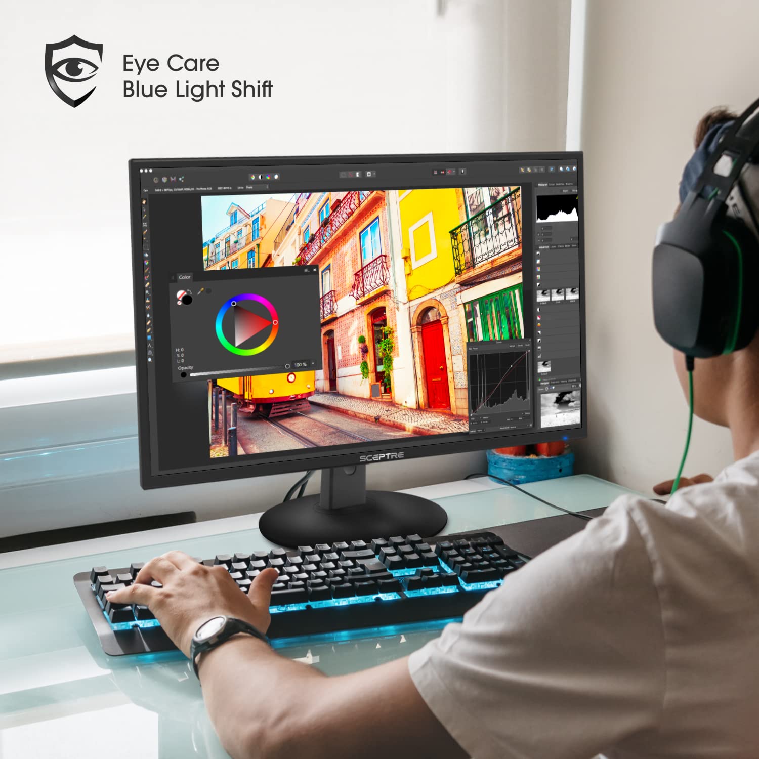 Sceptre 20'' 1600X900 75Hz Ultra Thin Led Monitor 2X Hdmi Vga Built In Speakers, Machine Black Wide Viewing Angle 170   (Horizon