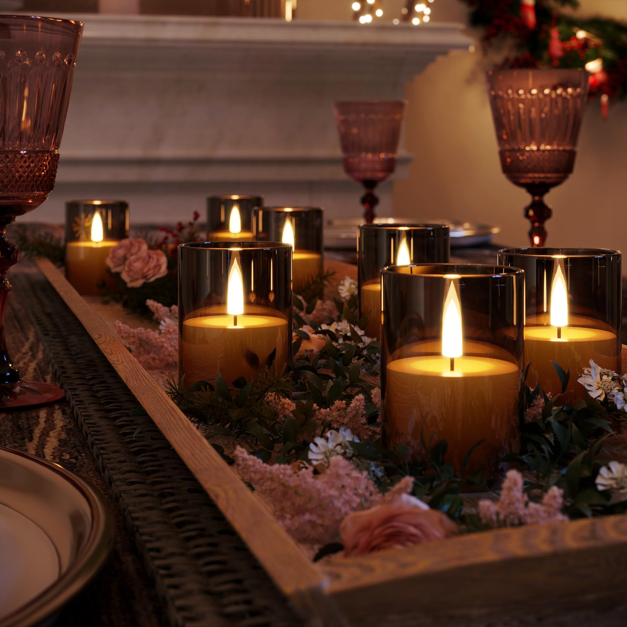 12Pack Flickering Flameless Candles With Timer, Led Candles Battery Powered, Small Flameless Pillar Candles, Votive Candles Batt