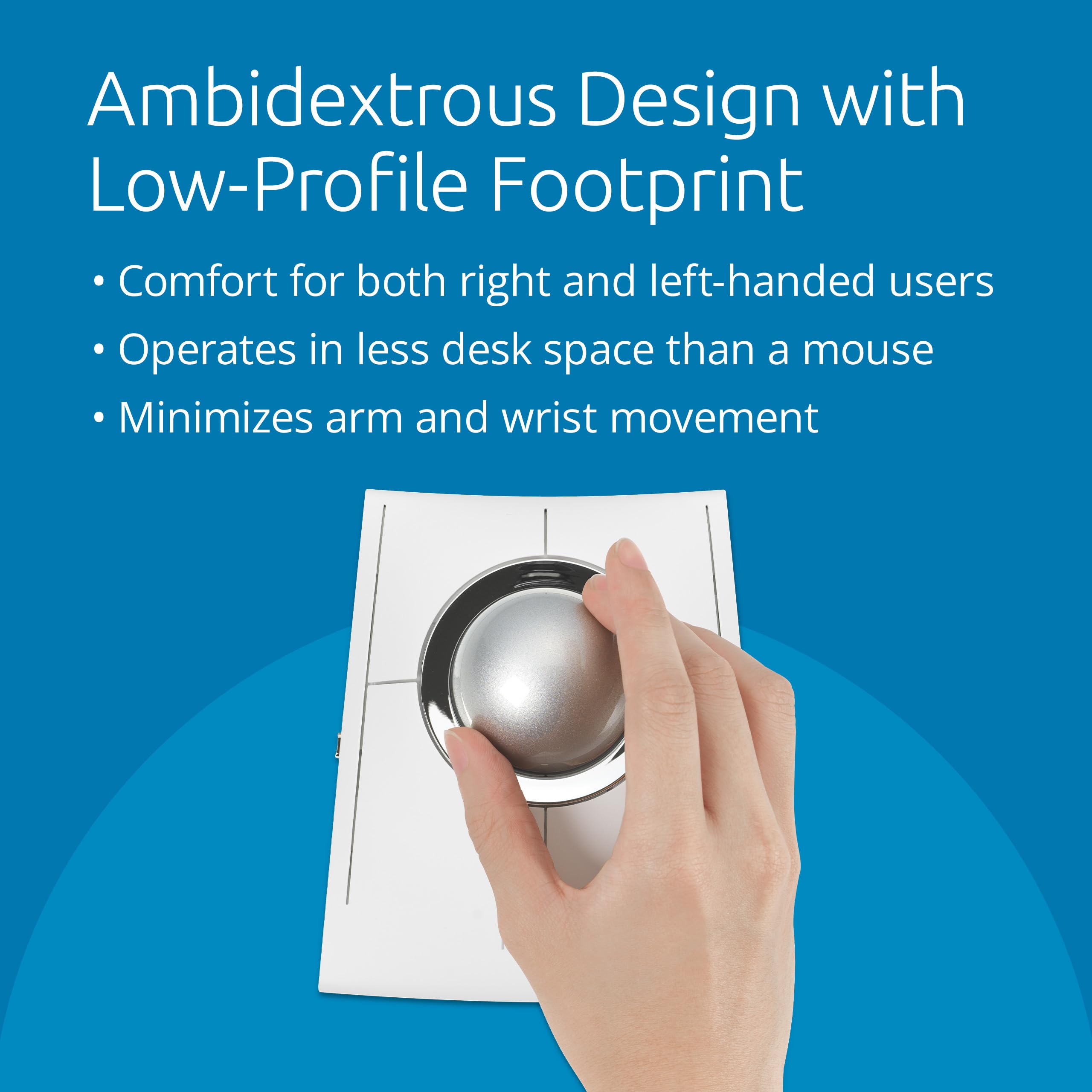 Kensington Slimblade Pro Eq Wireless Trackball, Bluetooth, 2.4Ghz Connection, Rechargeable, Programmable Buttons, White/Silver B