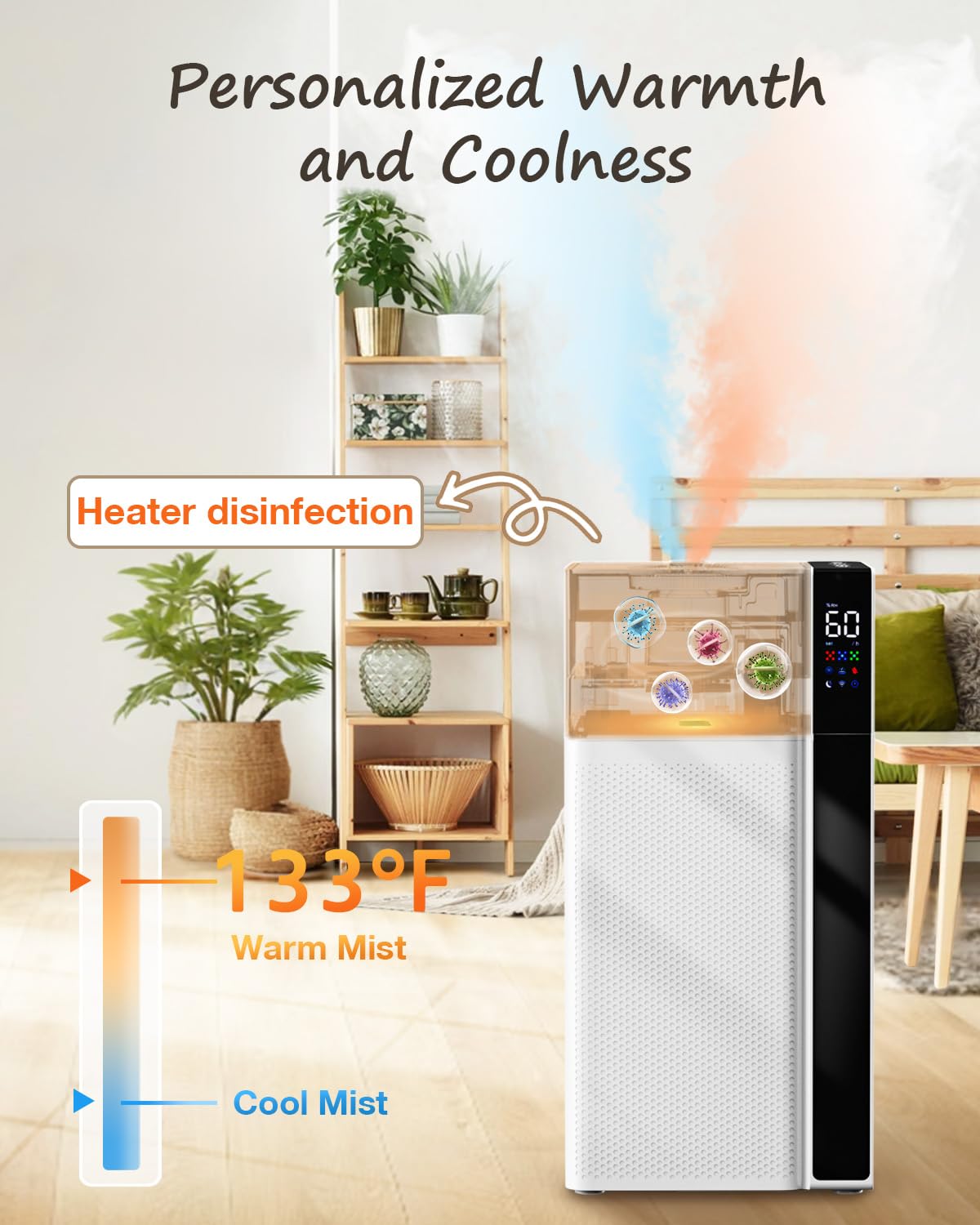 Mifasol Warm And Cool Mist Humidifier Large Room, 5.3Gal/20L Whole House Humidifiers For Home, Quickly & Evenly Humidify Larger