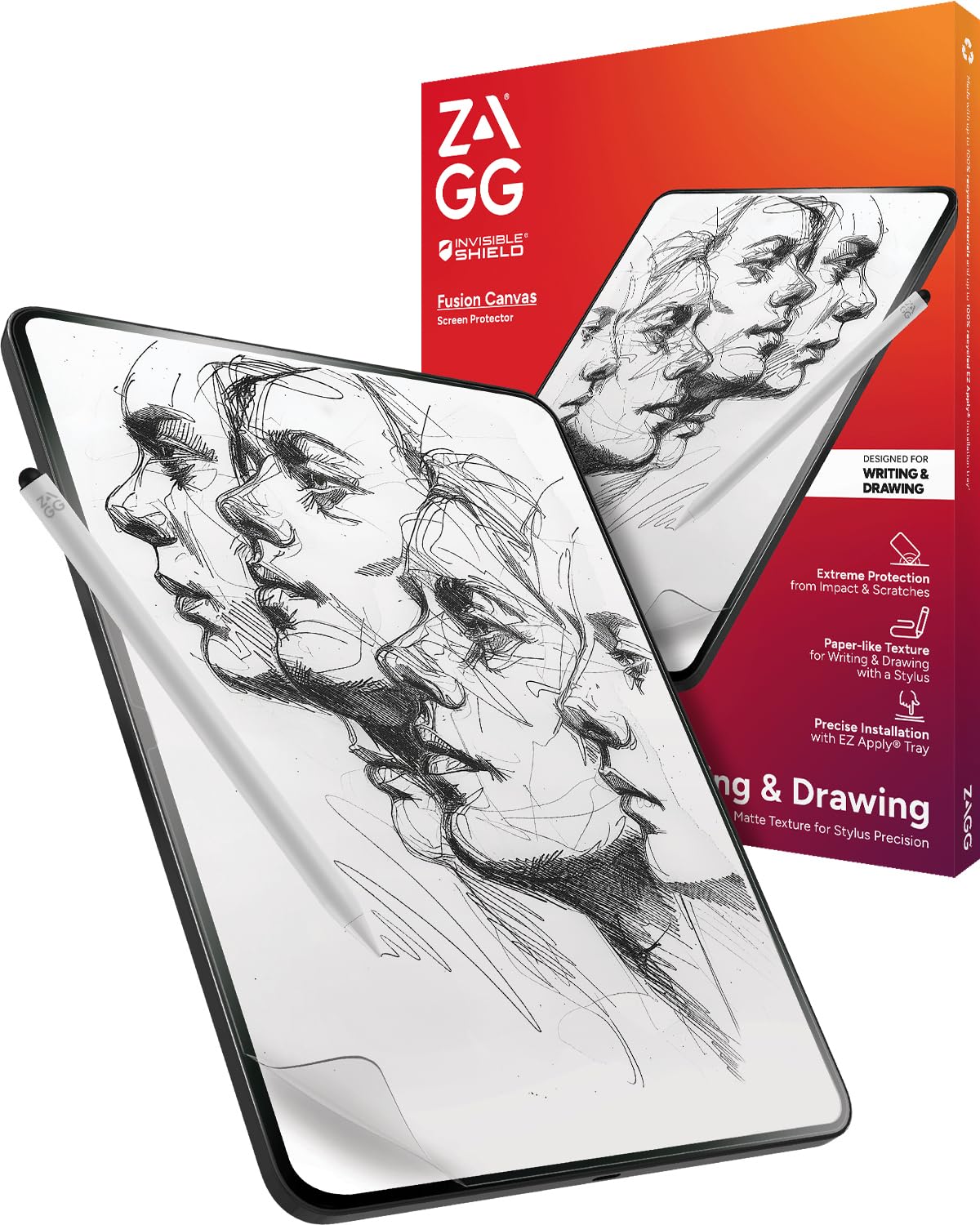 ZAGG Fusion Canvas iPad Air 11 (M2) Screen Protector  Matte PaperFeel Surface for Drawing & Writing  Flexible Hybrid Protect