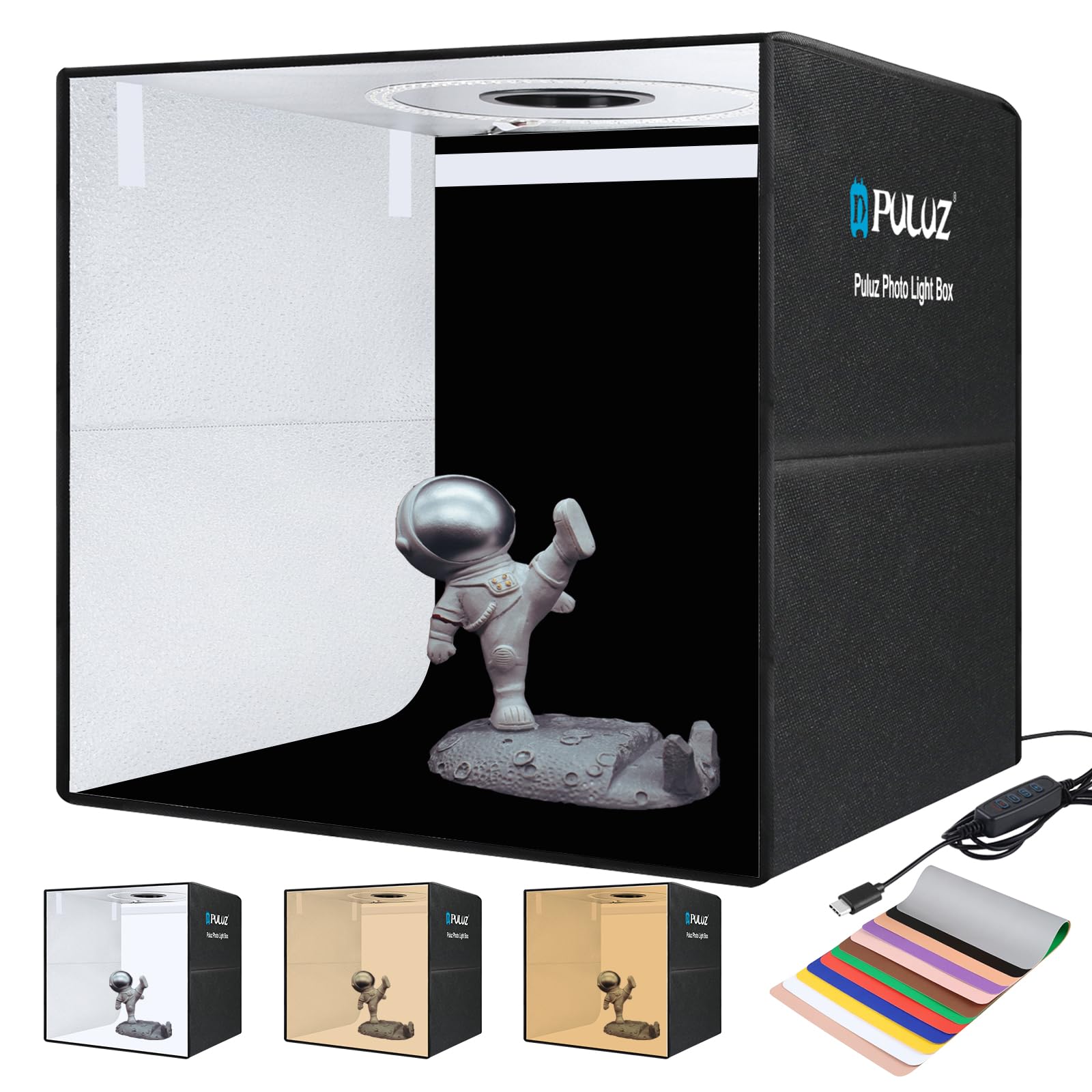 Light Box Photography 20X20In, Puluz Portable Photo Studio Light Box With 160 Led Lights &12 Color Backdrops Professional Photog