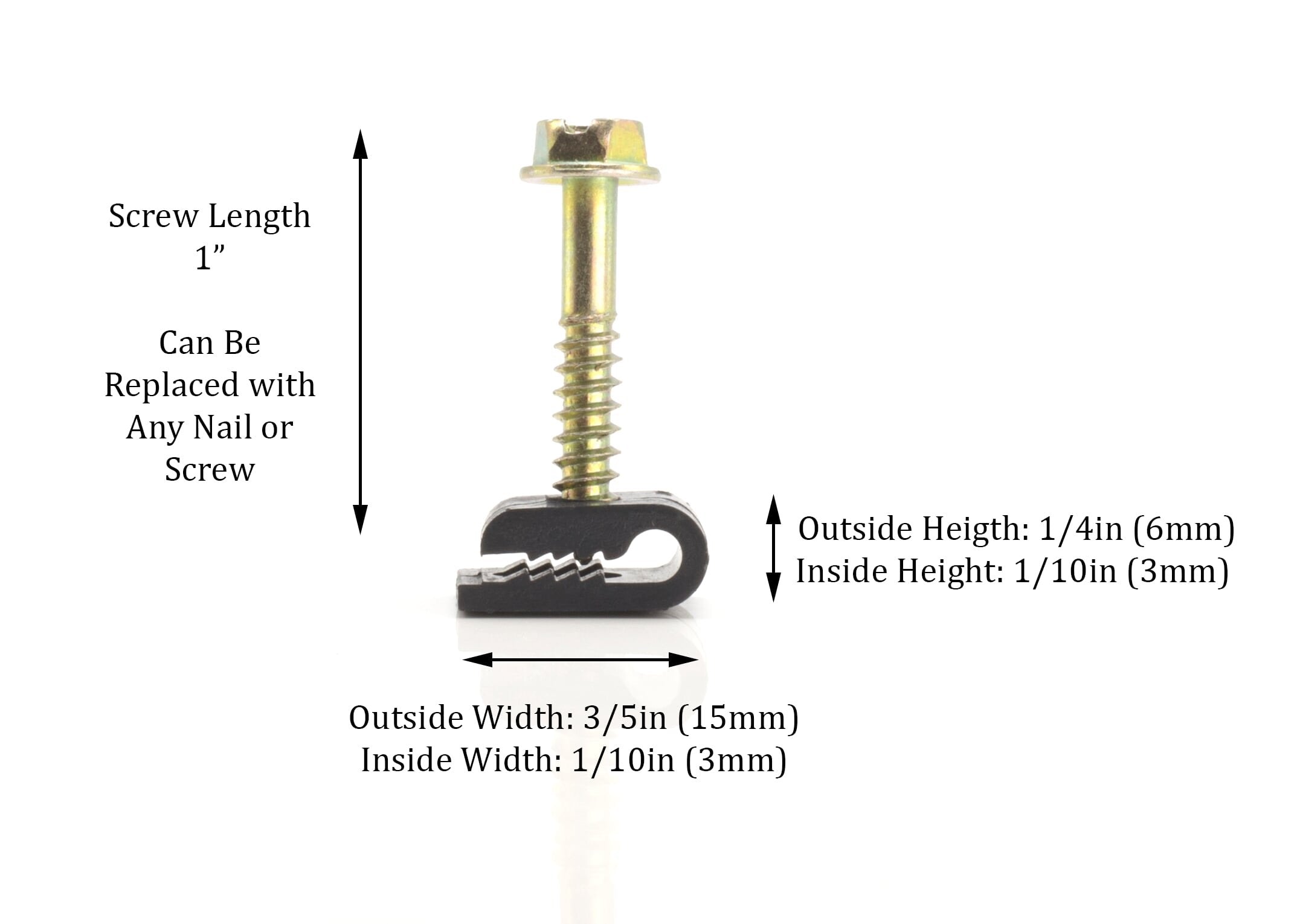 THE CIMPLE CO Mini Wire Cable Clips 1/10 in (3 mm) Screw Fastener Plastic Black 10-Pack