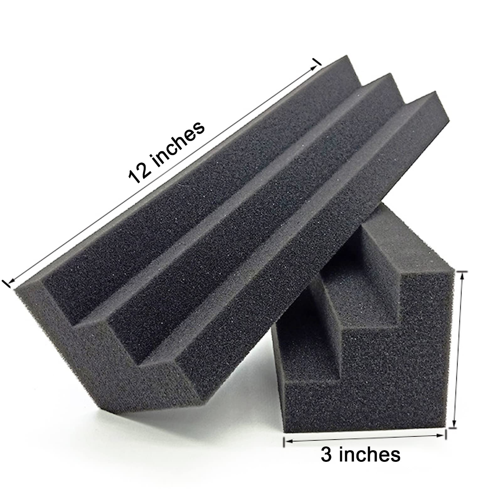 Bass Traps 16 Pack 12'' X 3'' X 3'' Corner Acoustic Foam Panels, Acoustic Bass Trap Corner Block, Sound Absorbing Foam For Studi