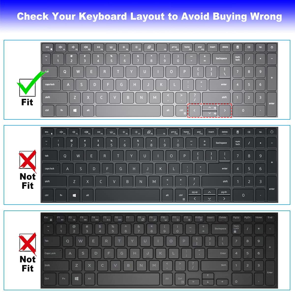 Keyboard Cover For 2022 2021 Dell Inspiron 15 5000 7000 5510 5515 5518 7510 15.6 17.3, Dell Inspiron 15 3000 3510 3511 3515 15.6