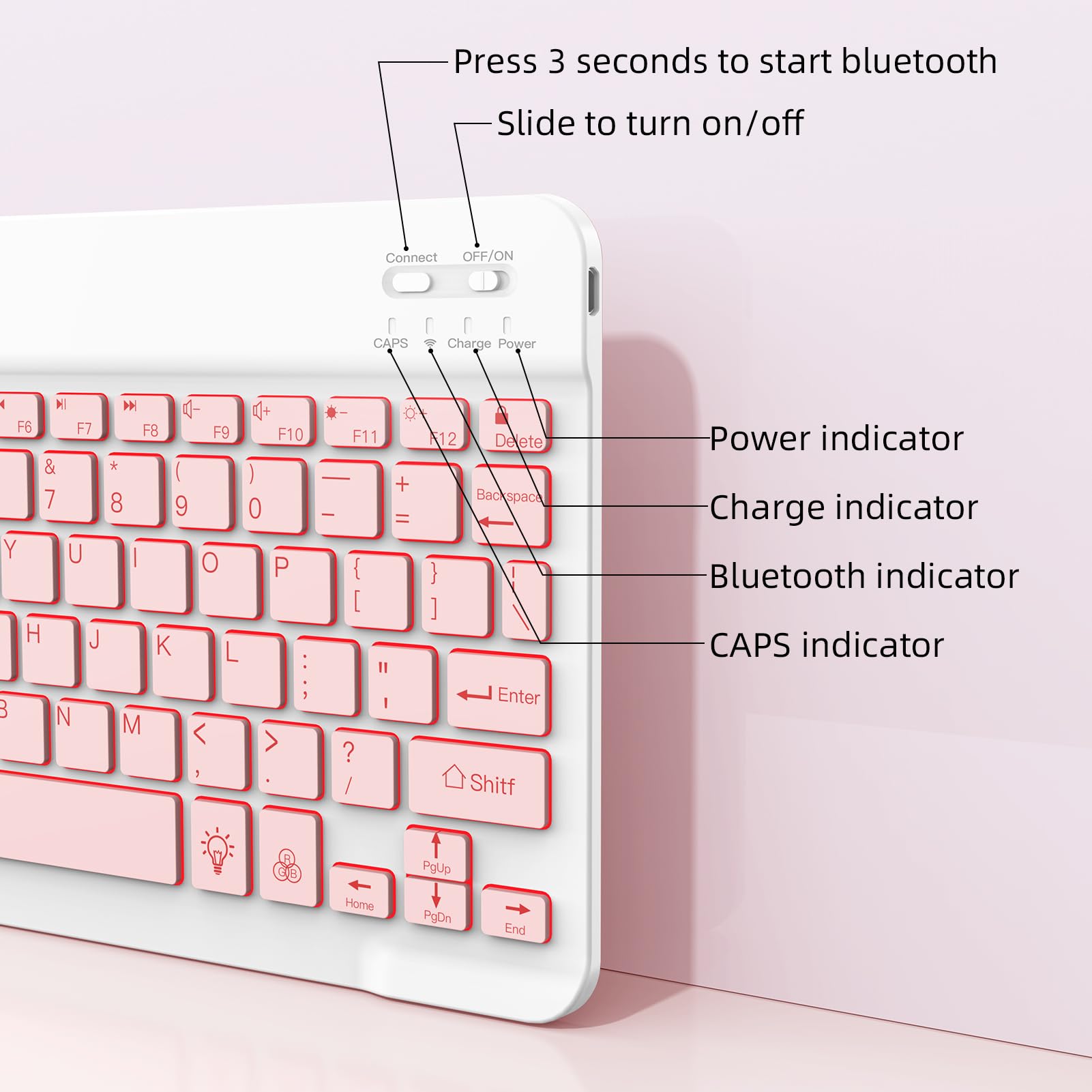 Xiwmix Ultra Slim Wireless Bluetooth Keyboard 7 Colors Backlit Universal Rechargeable Portable Keyboard For Ipad Pro/Air/Mini/Ip