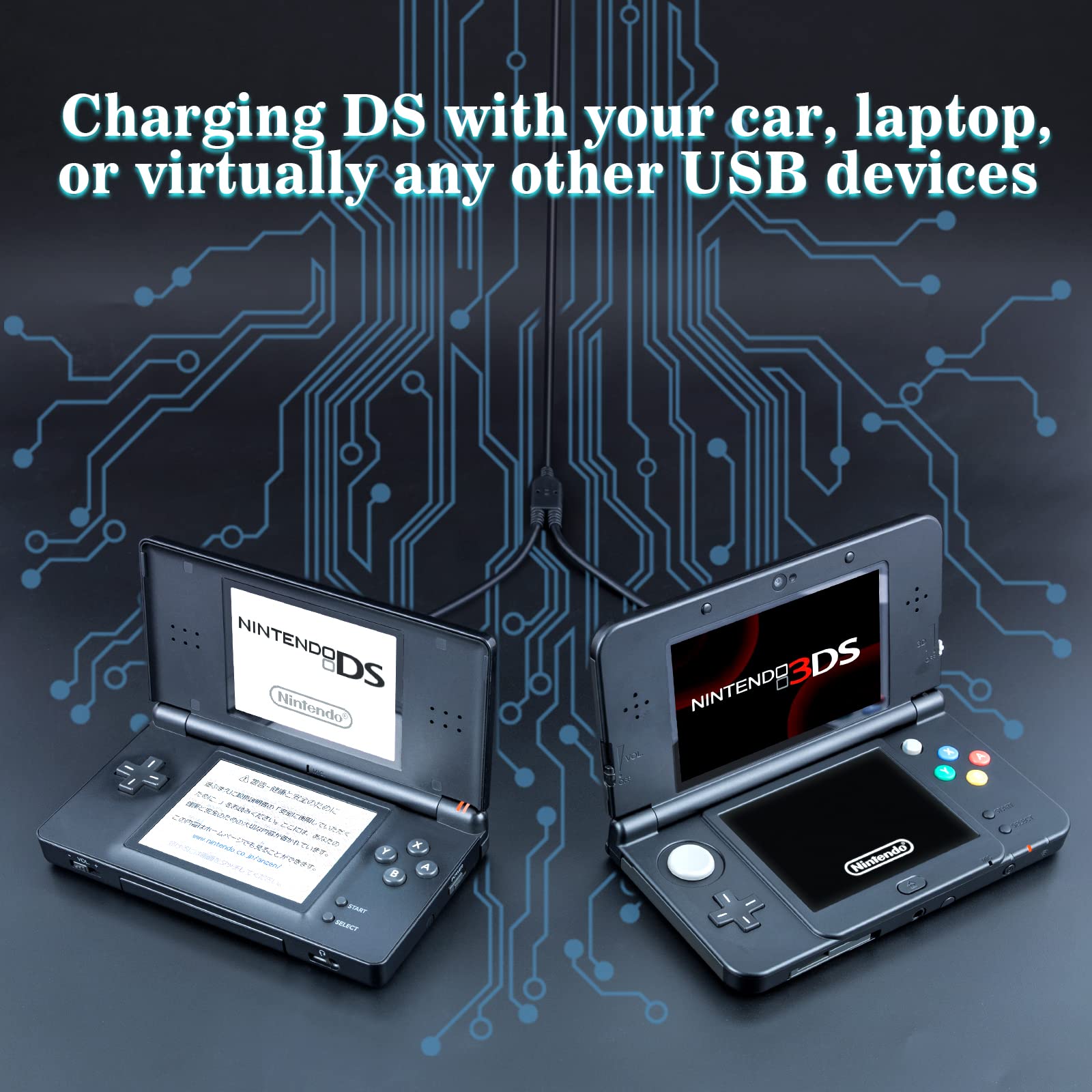 Funturbo All-In-1 Ds Charger, 3Ds Ds Lite Charger Cable Usb Charging Cord For Nintendo 3Ds/3Ds Xl/2Ds/2Ds Xl/Dsi/Dsi Xl/Ds Lite