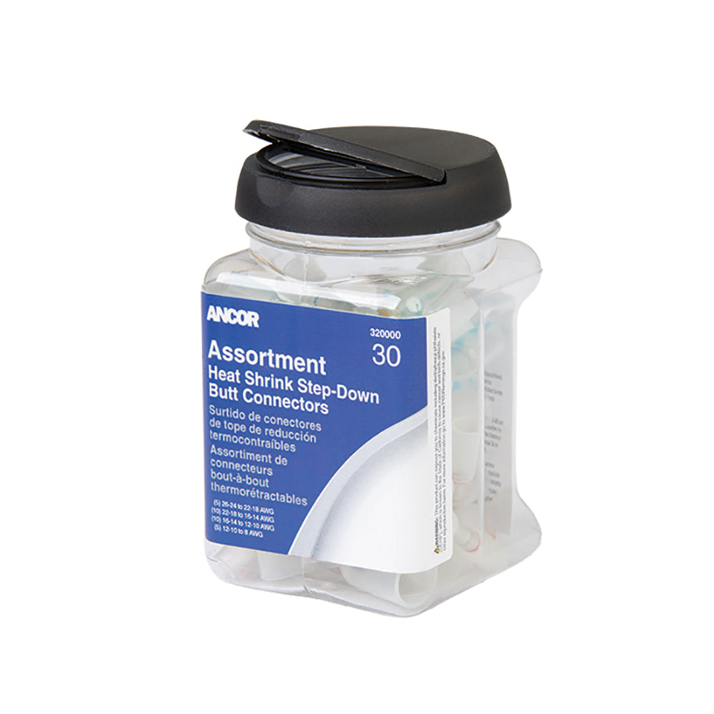 Ancor Heat Shrink Multi-Wire Step Down Butt Connectors 24-8 Assorted 30-Piece Jar,WBAUVA001345805