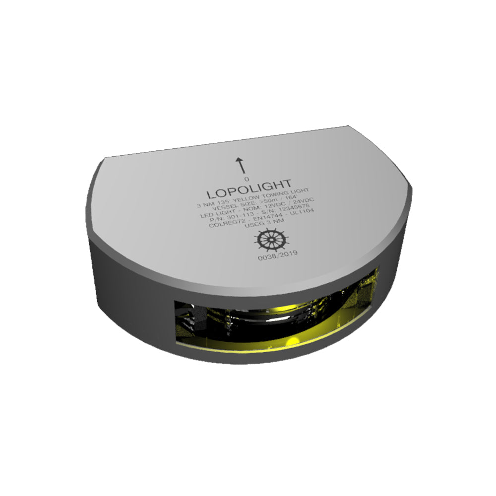 Lopolight Series 201-013 - Stern Towing Light - 2Nm - Vertical Mount - Amber - Silver Housing,WBAUVB0D7571SCT