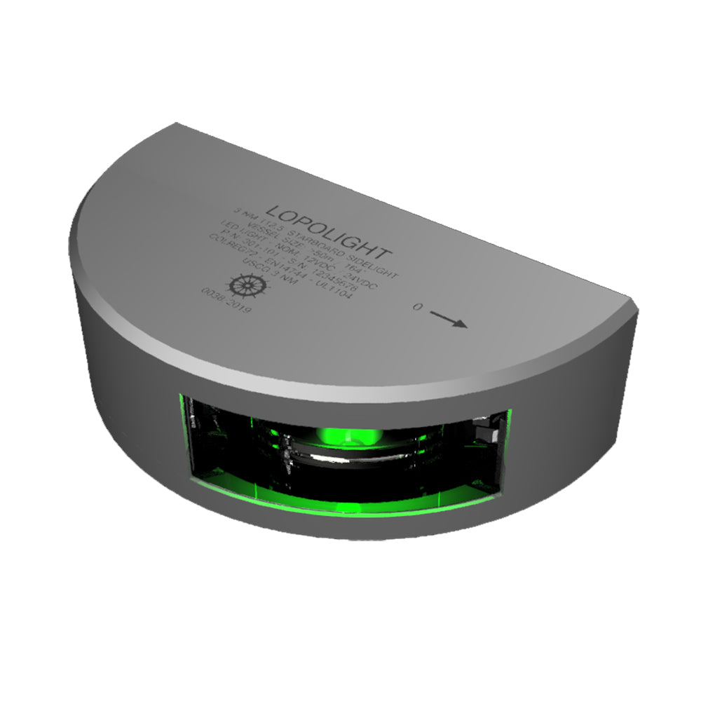 Lopolight Series 301-101 - Starboard Sideight - 3Nm - Vertical Mount - Green - Silver Housing,WBAUVA001345816