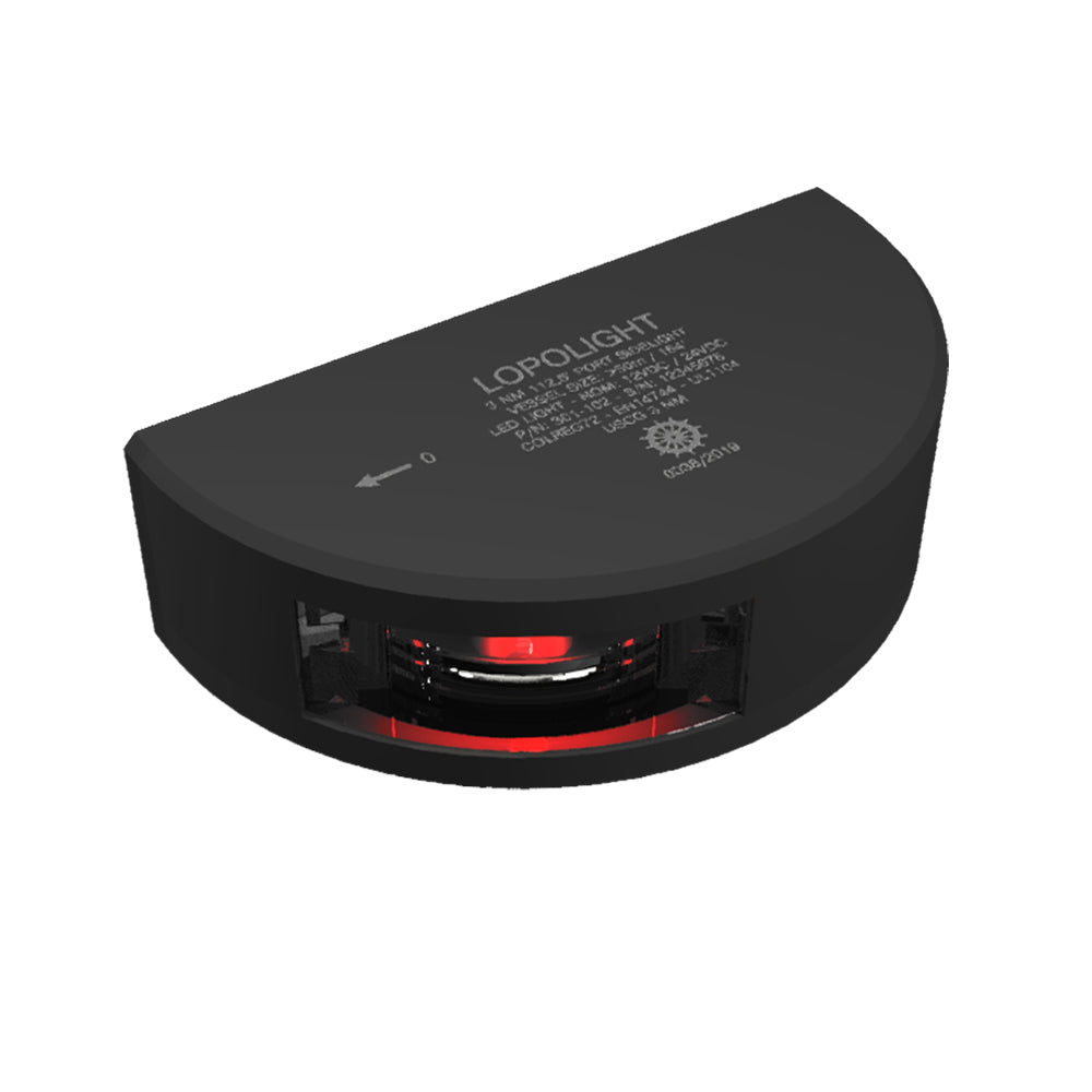 Lopolight Series 301-102 - Port Sidelight - Vertical Mount - 3Nm - Red - Black Housing,WBAUVB07TDR9DRF