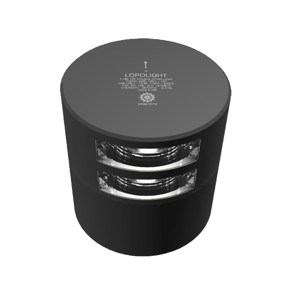 Lopolight Series 301-106 - Double Stacked Stern Light - 3Nm - Horizontal Mount - White - Black Housing,WBAUVB0D7543Y1P