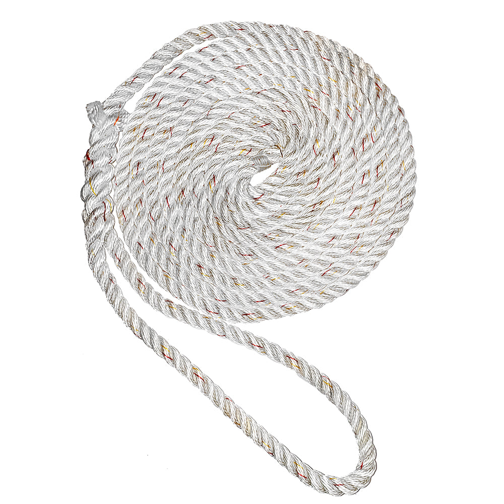 New England Ropes 5/8''Premium 3-Strand Dock Line - White W/Tracer - 25&#39;,WBAUVA001345851